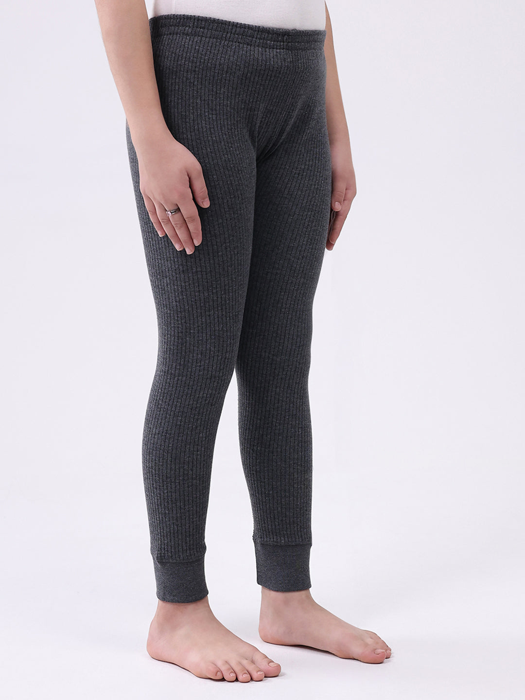 Kids-Unisex Charcoal Solid Thermal Lower