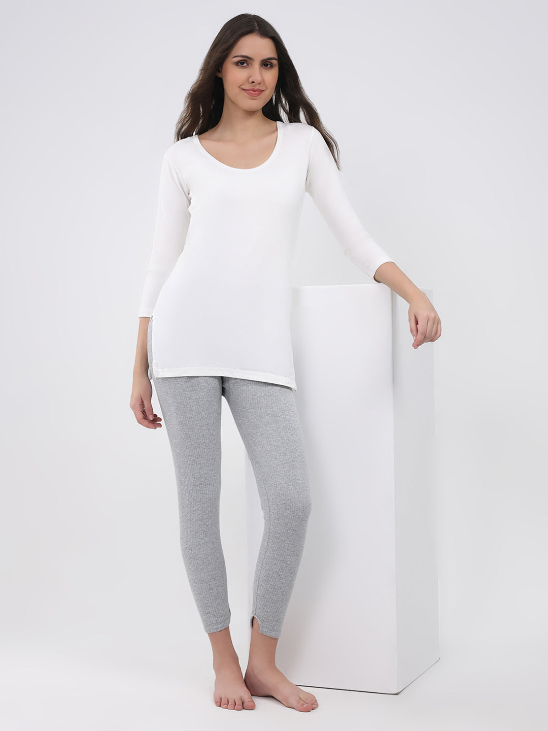 Women Grey Solid Thermal Lower