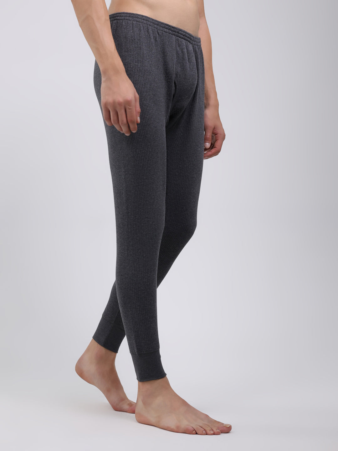 Men Charcoal Solid Regular Fit Thermal Lower