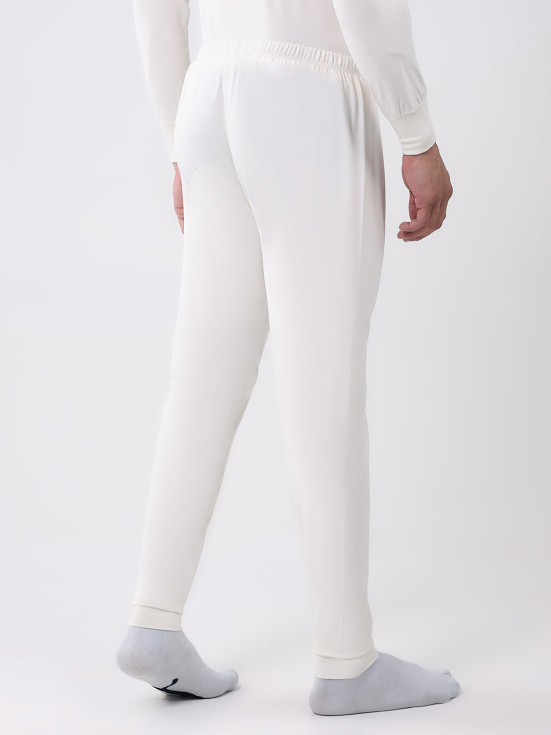 Men White Solid Thermal Lower