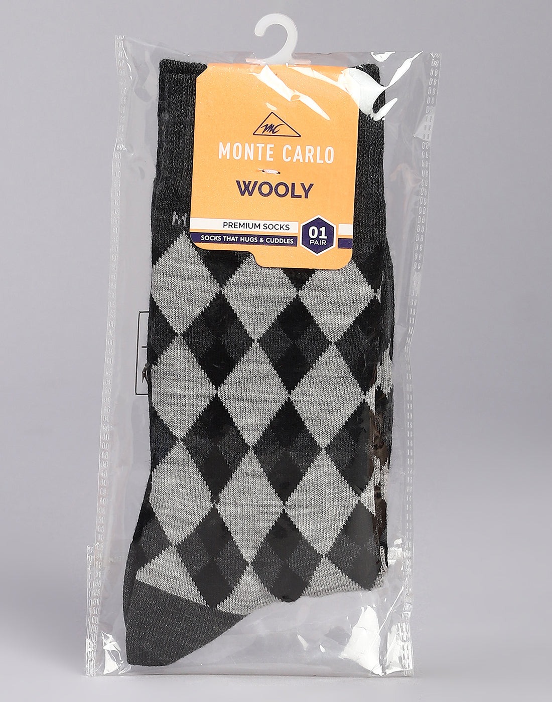 Men Cotton Blend Self Design Calf Length Socks (1 Pair)