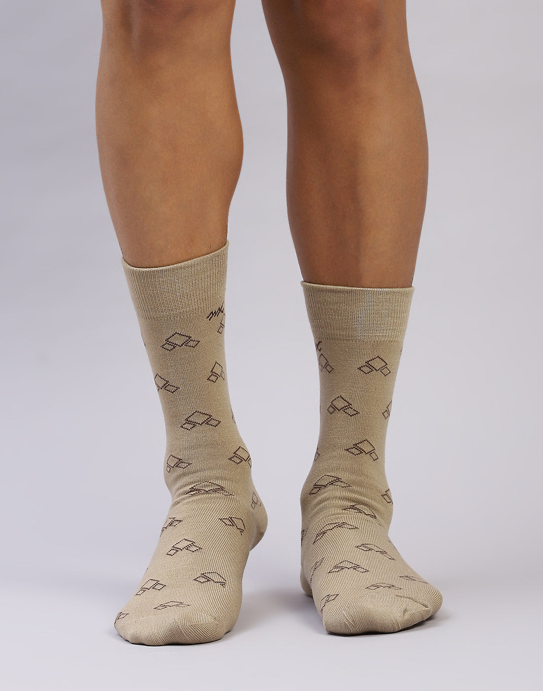 Men Cotton Blend Self Design Calf Length Socks (1 Pair)