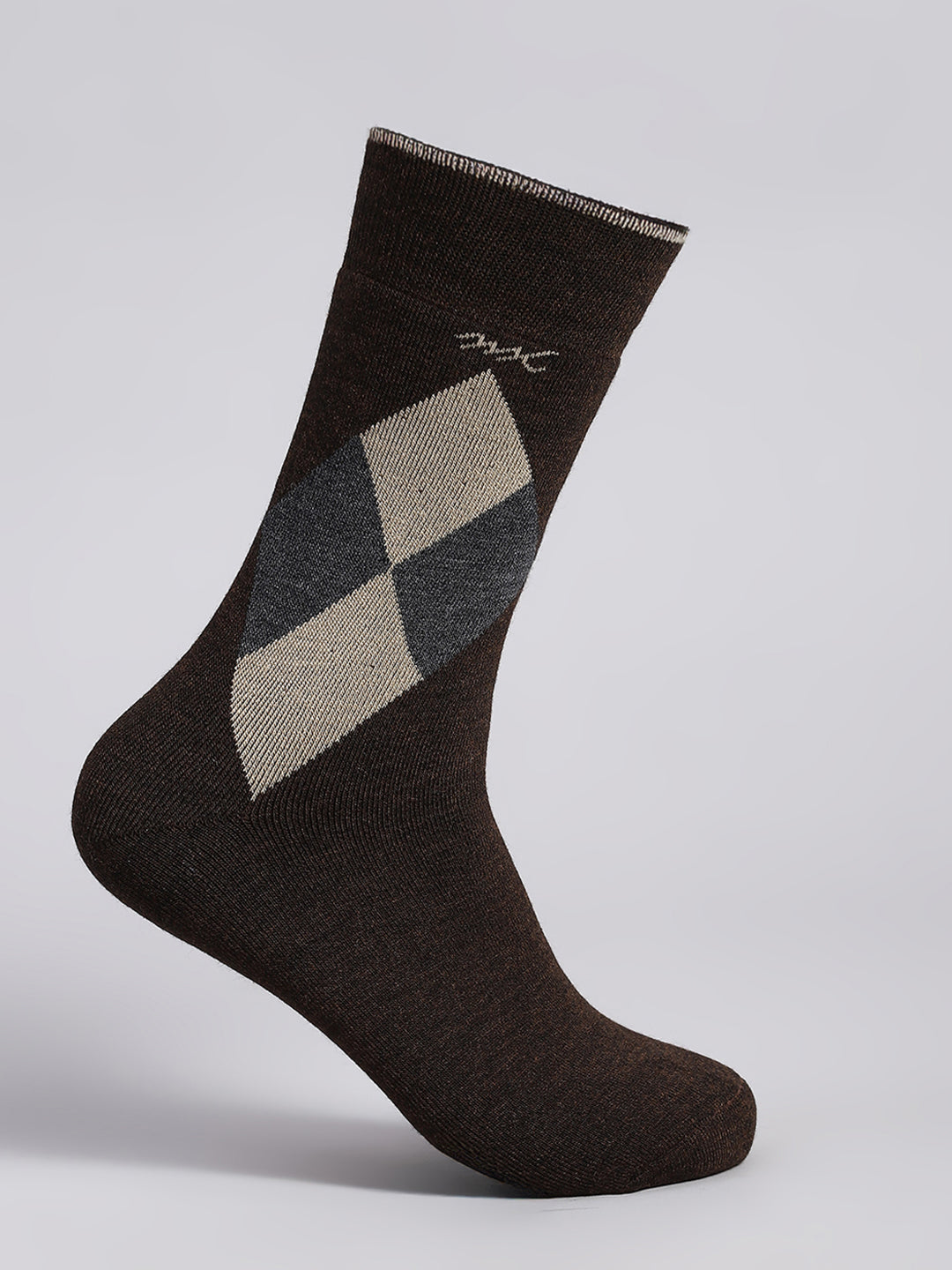 Men Wool blend Check Calf Length Socks (Pack of 2)