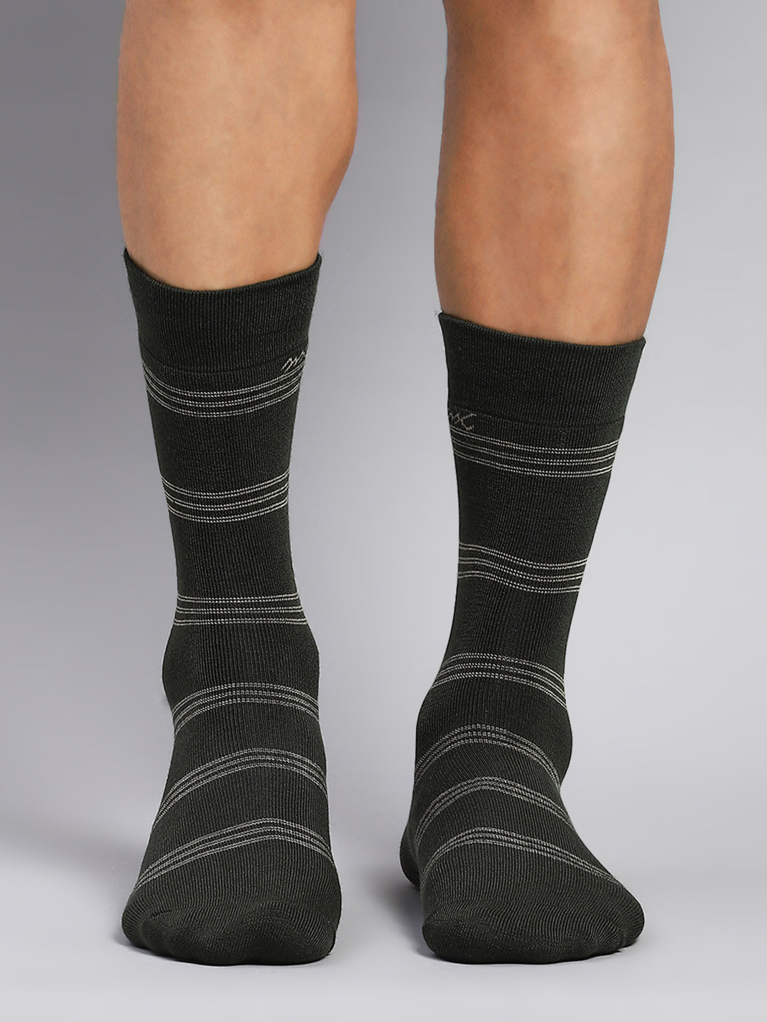 Men Wool blend Stripe Calf Length Socks (Pack of 2)