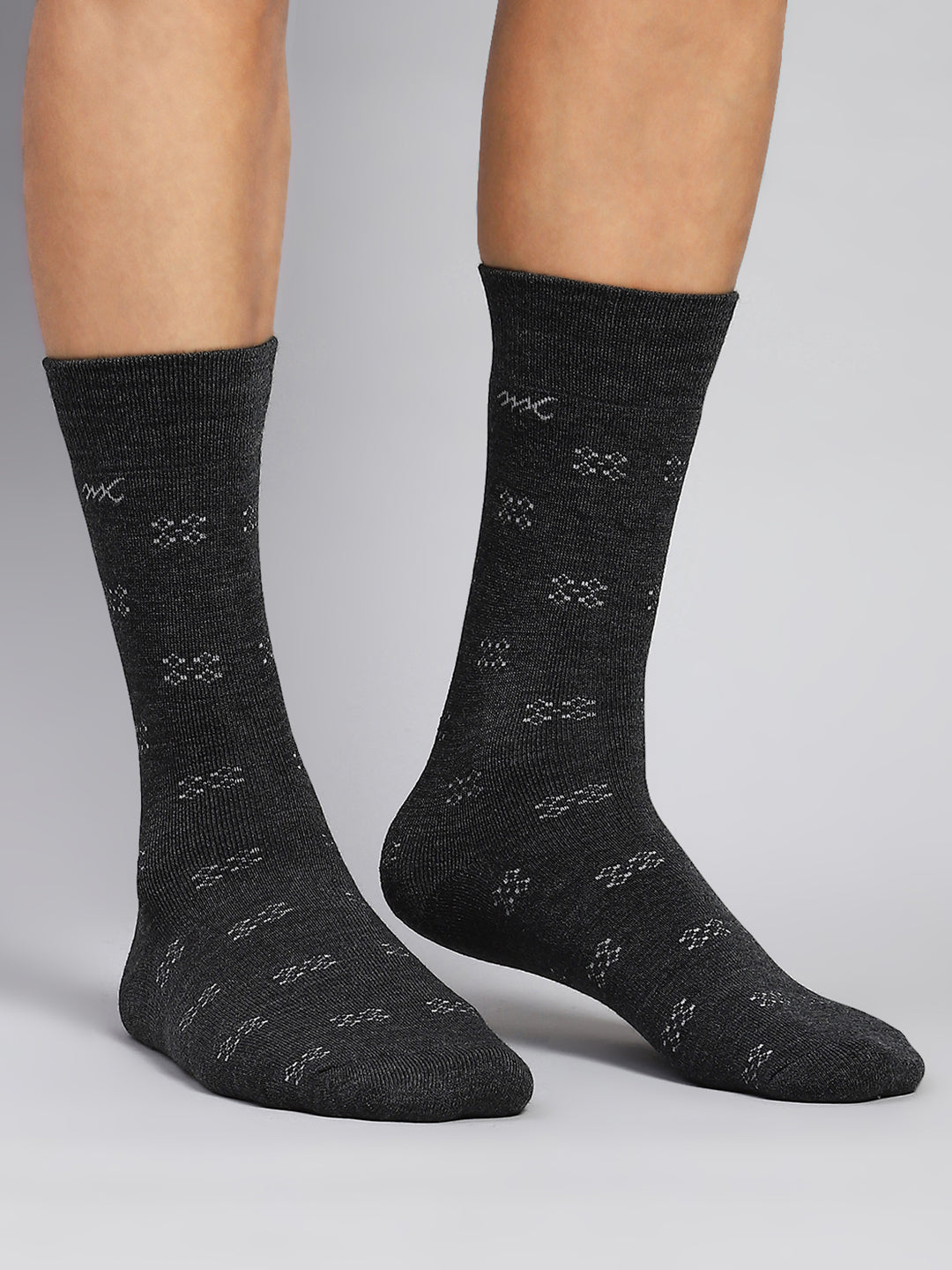 Men Wool blend Self Design Calf Length Socks (Pack of 2)