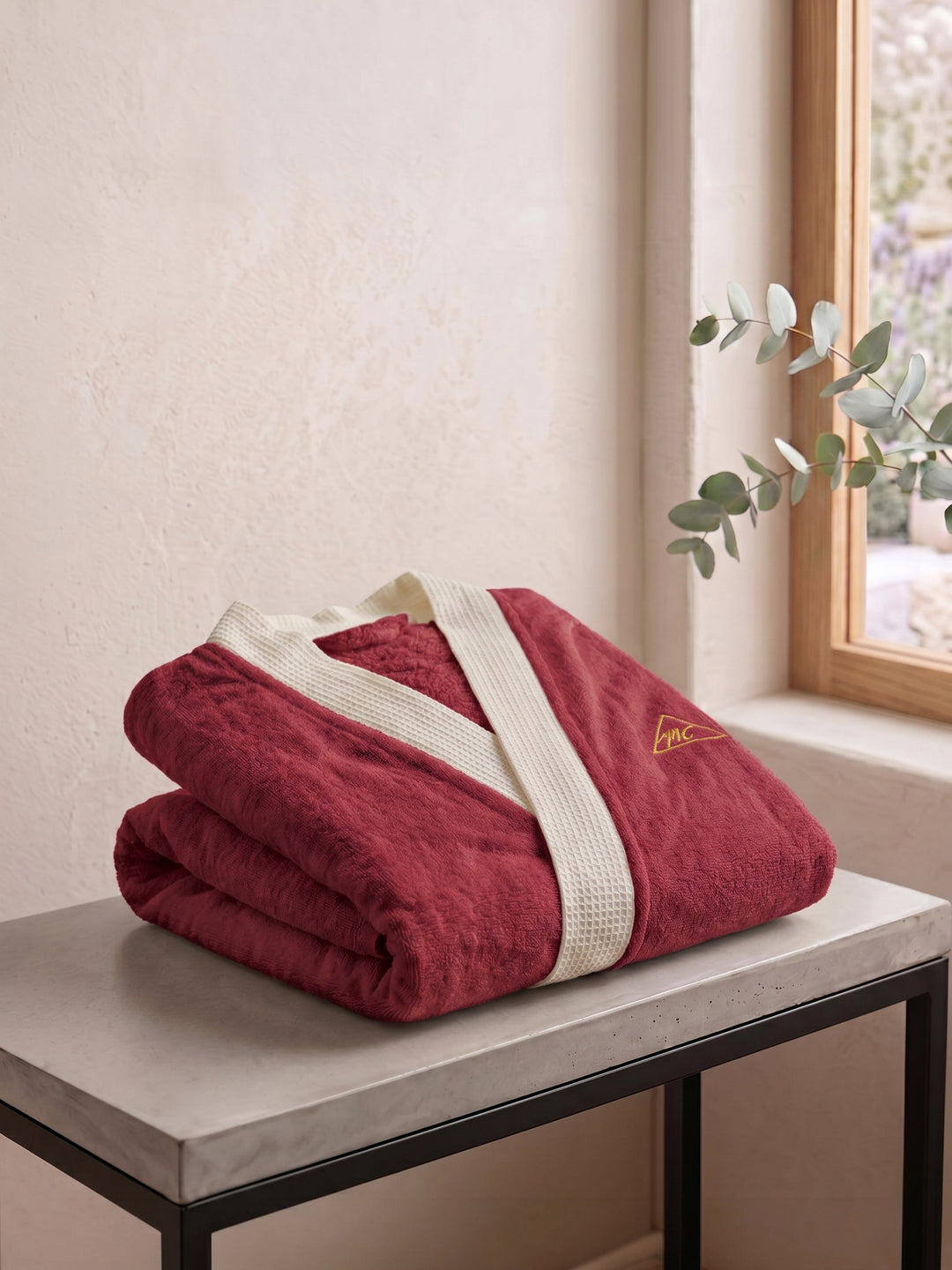 Monte Carlo Unisex Knee Length Solid Cotton Bath Robe 380 GSM with Belt and Pockets