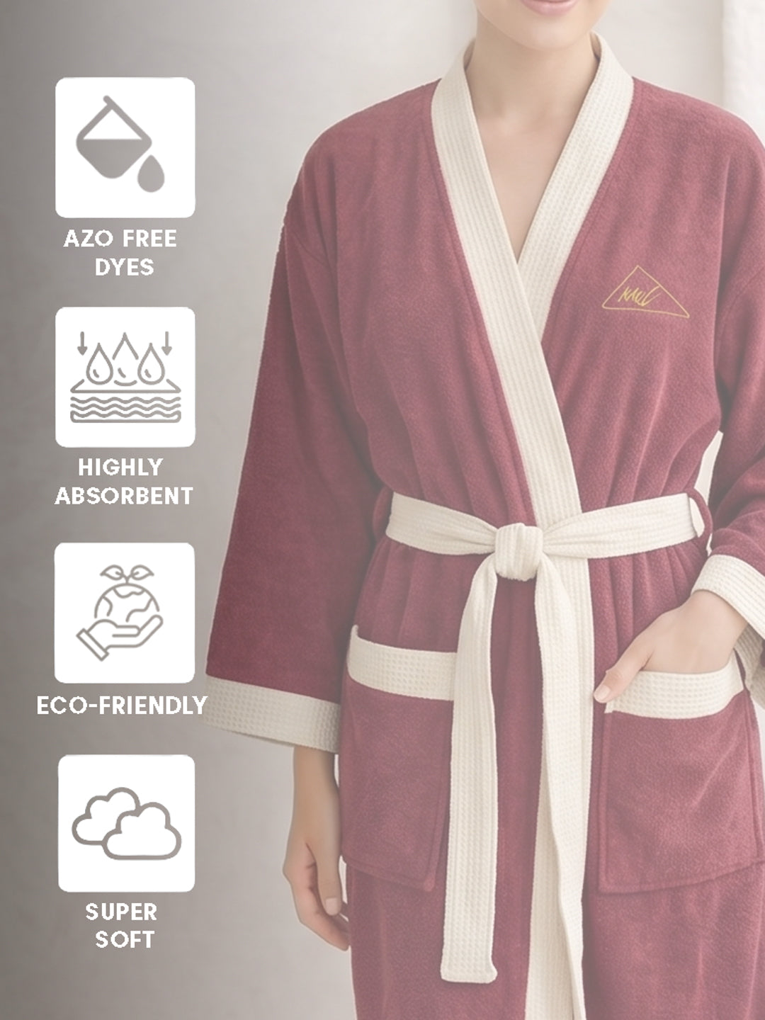 Monte Carlo Unisex Knee Length Solid Cotton Bath Robe 380 GSM with Belt and Pockets