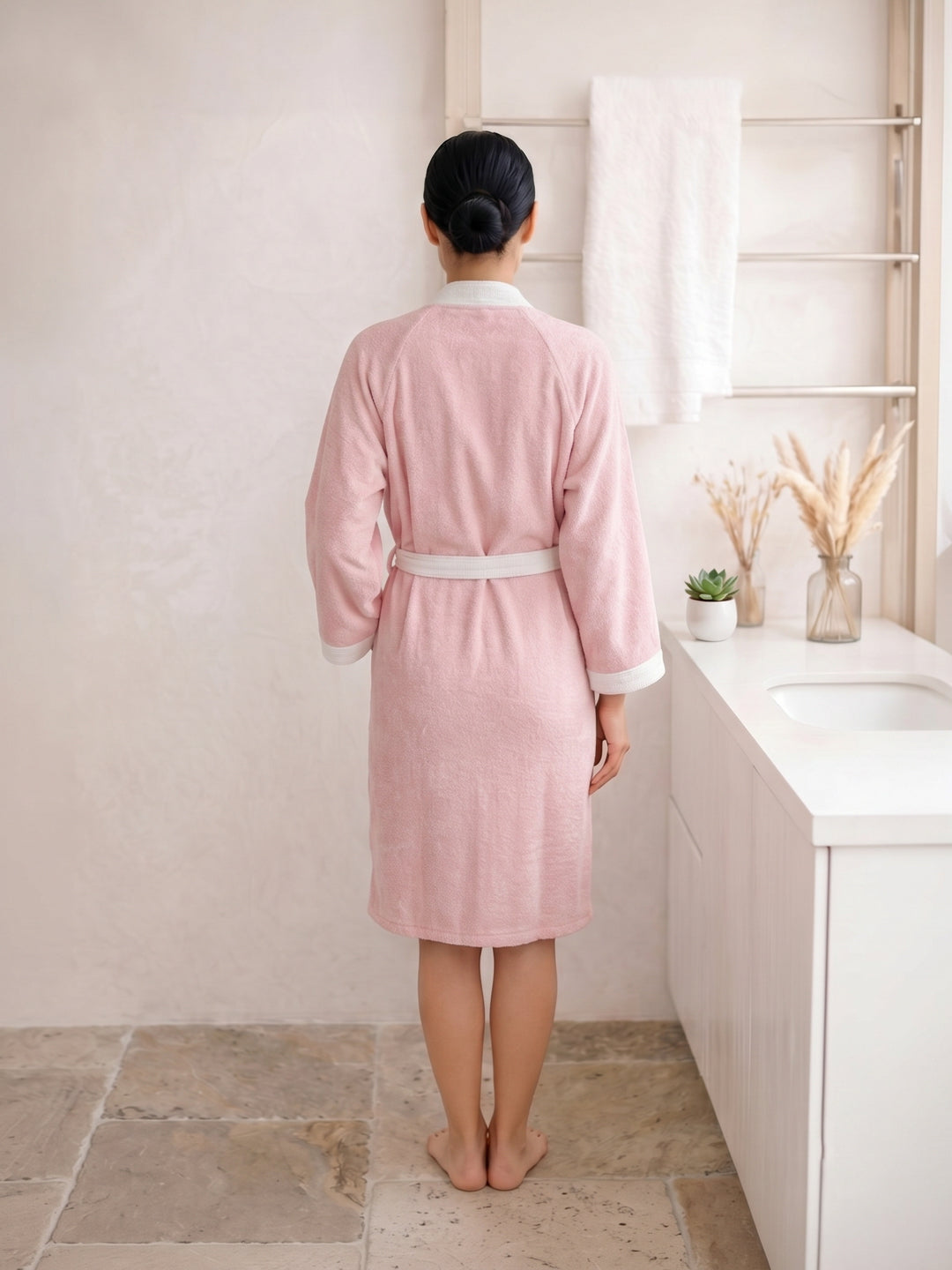 Monte Carlo Unisex Knee Length Solid Cotton Bath Robe 380 GSM with Belt and Pockets
