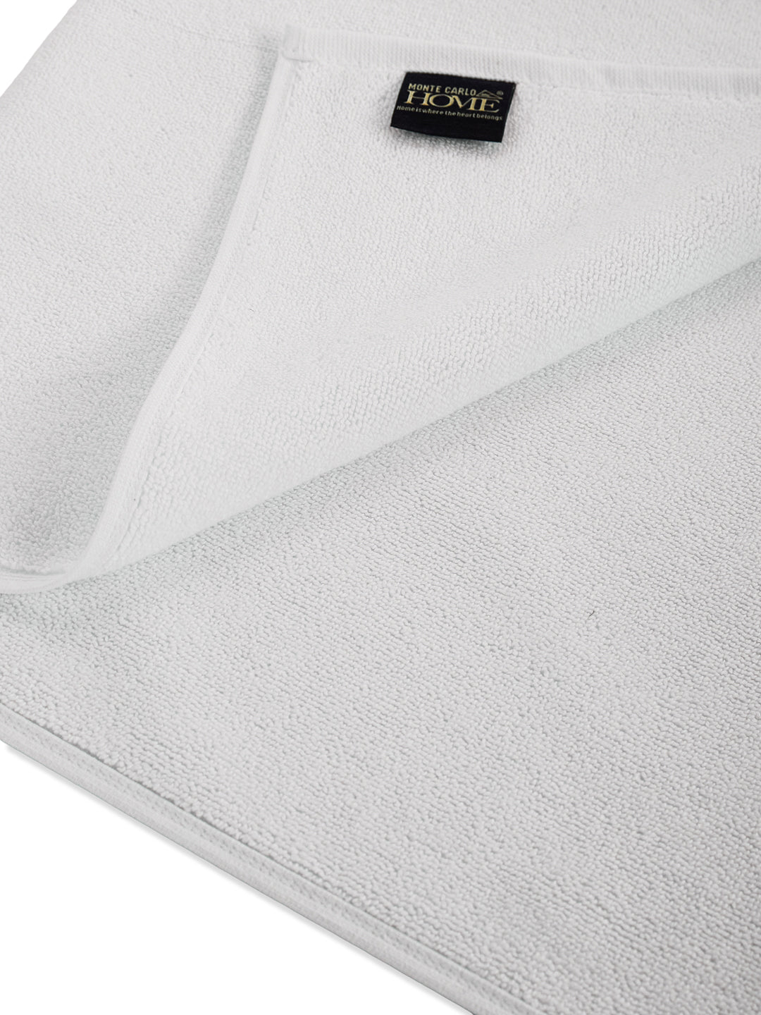 Monte Carlo White Solid Cotton 860 GSM Soft and Absorbent Anti-Skid Bath Mat (Pack of 2)