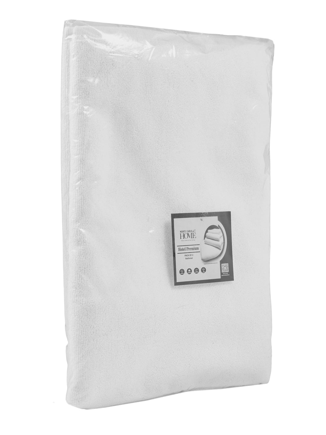 Monte Carlo White Solid Cotton 860 GSM Soft and Absorbent Anti-Skid Bath Mat (Pack of 2)