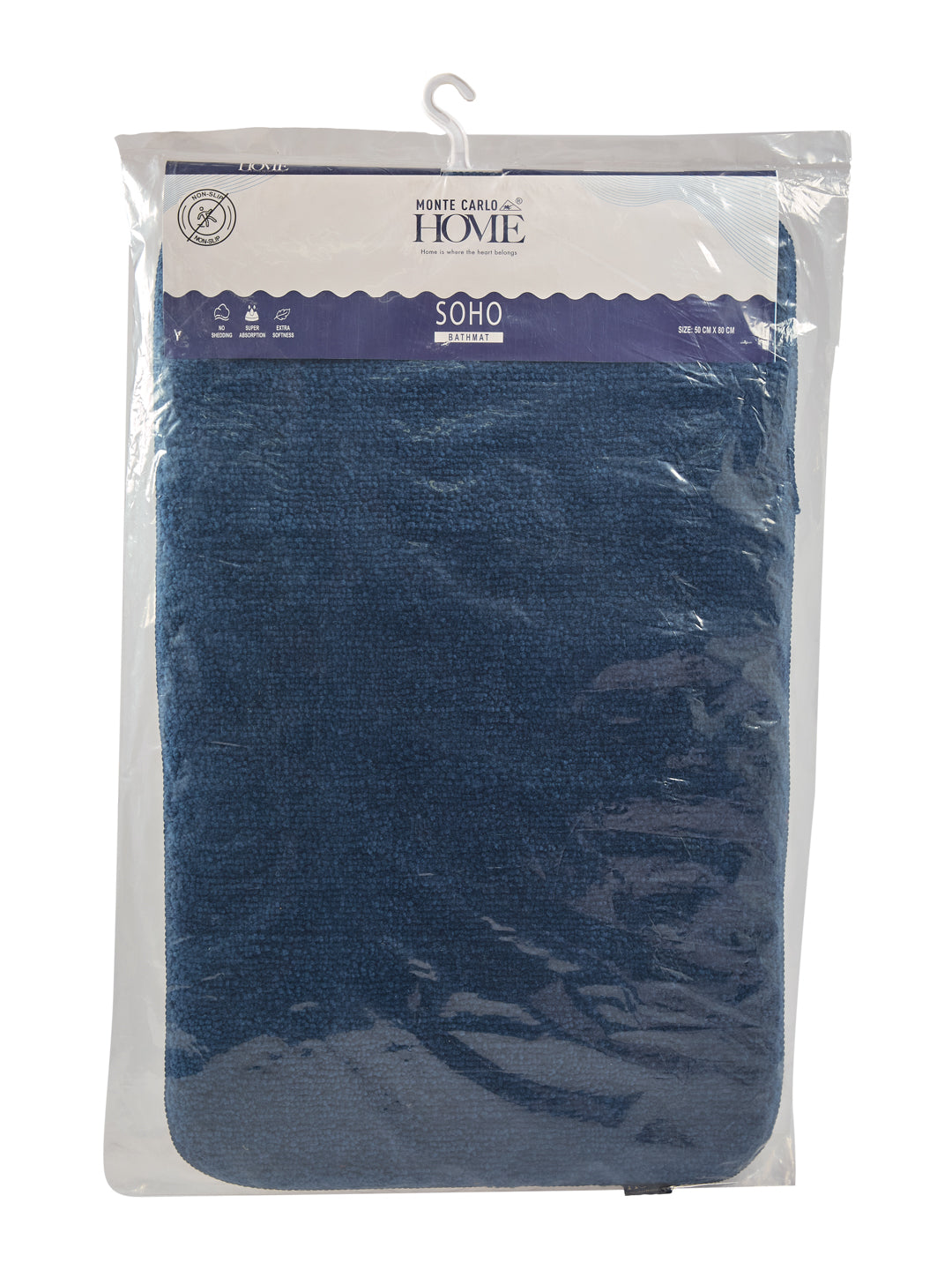 Monte Carlo Navy Blue Solid Polyester 2000 GSM Soft and Absorbent Anti-Skid Bath Mat