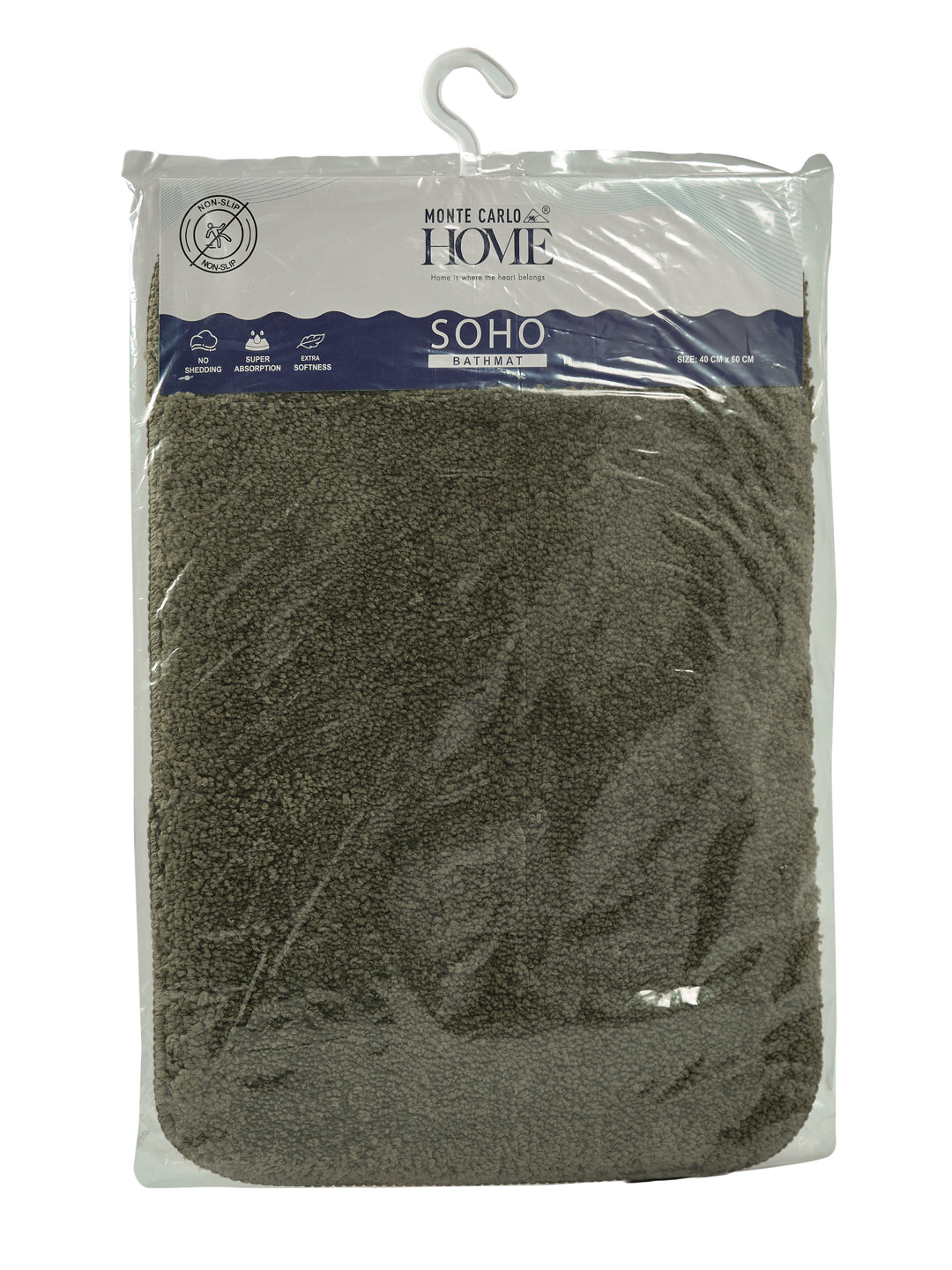 Monte Carlo Olive Solid Polyester 2000 GSM Soft and Absorbent Anti-Skid Bath Mat