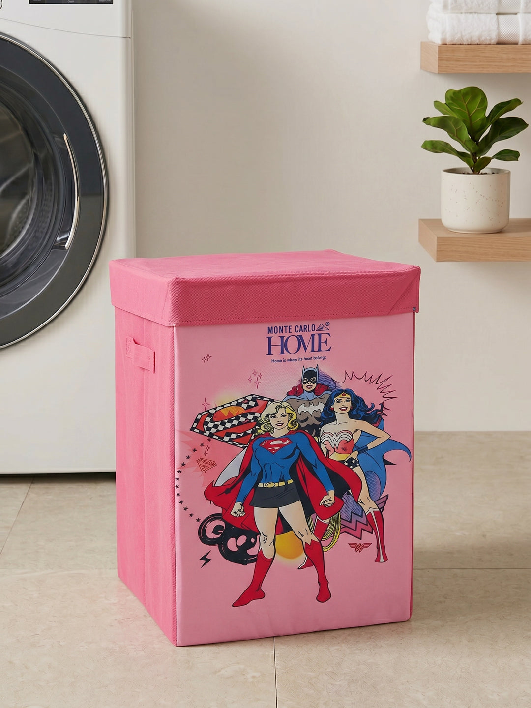 Monte Carlo Cartoon Print Polyester Foldable Laundry Storage Bag with Lid