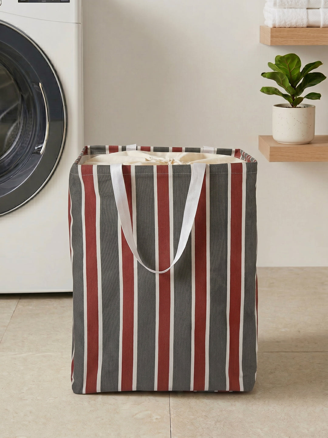 Monte Carlo Stripe Cotton Laundry Storage Bag with Handles