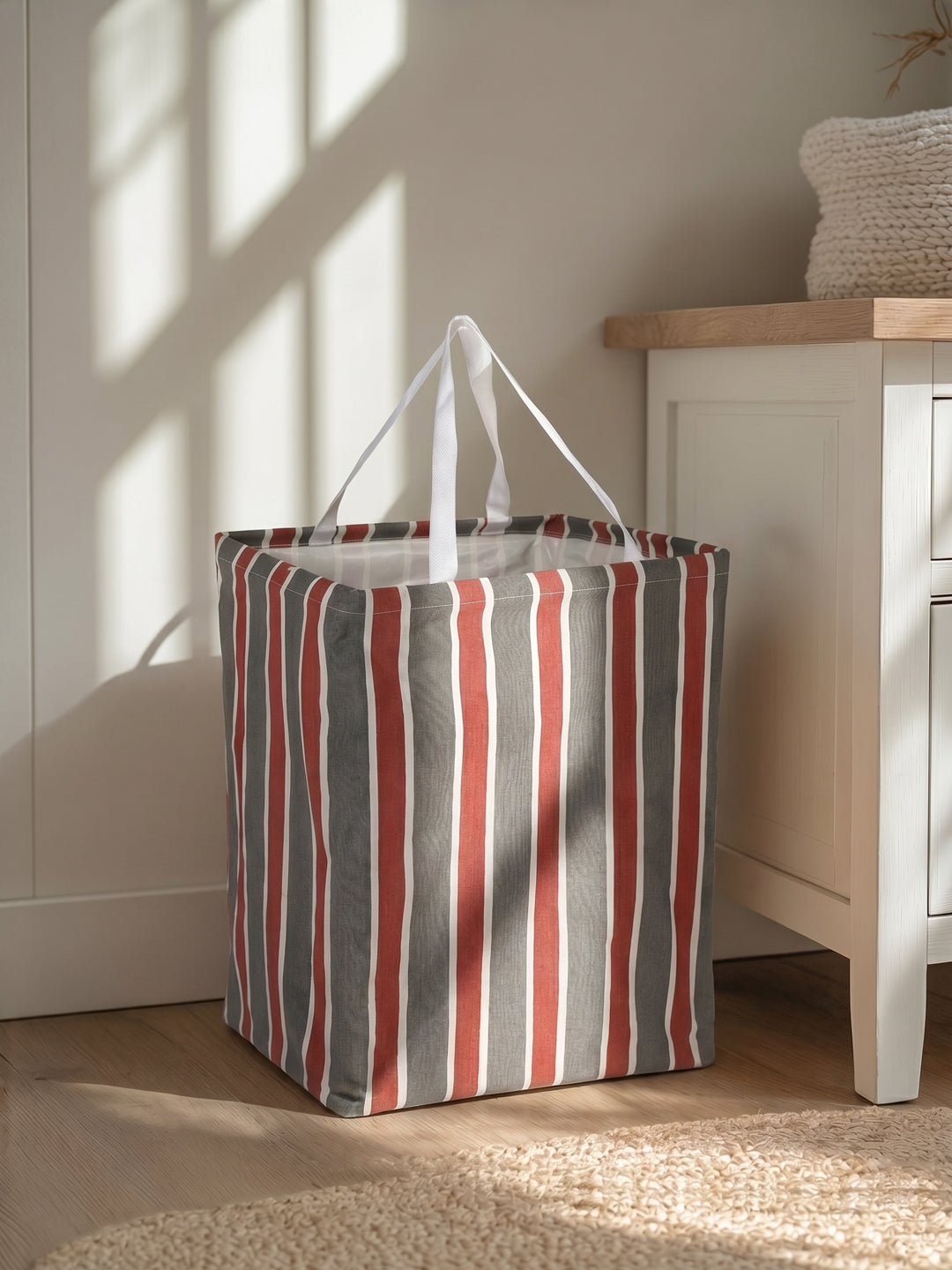 Monte Carlo Stripe Cotton Laundry Storage Bag with Handles