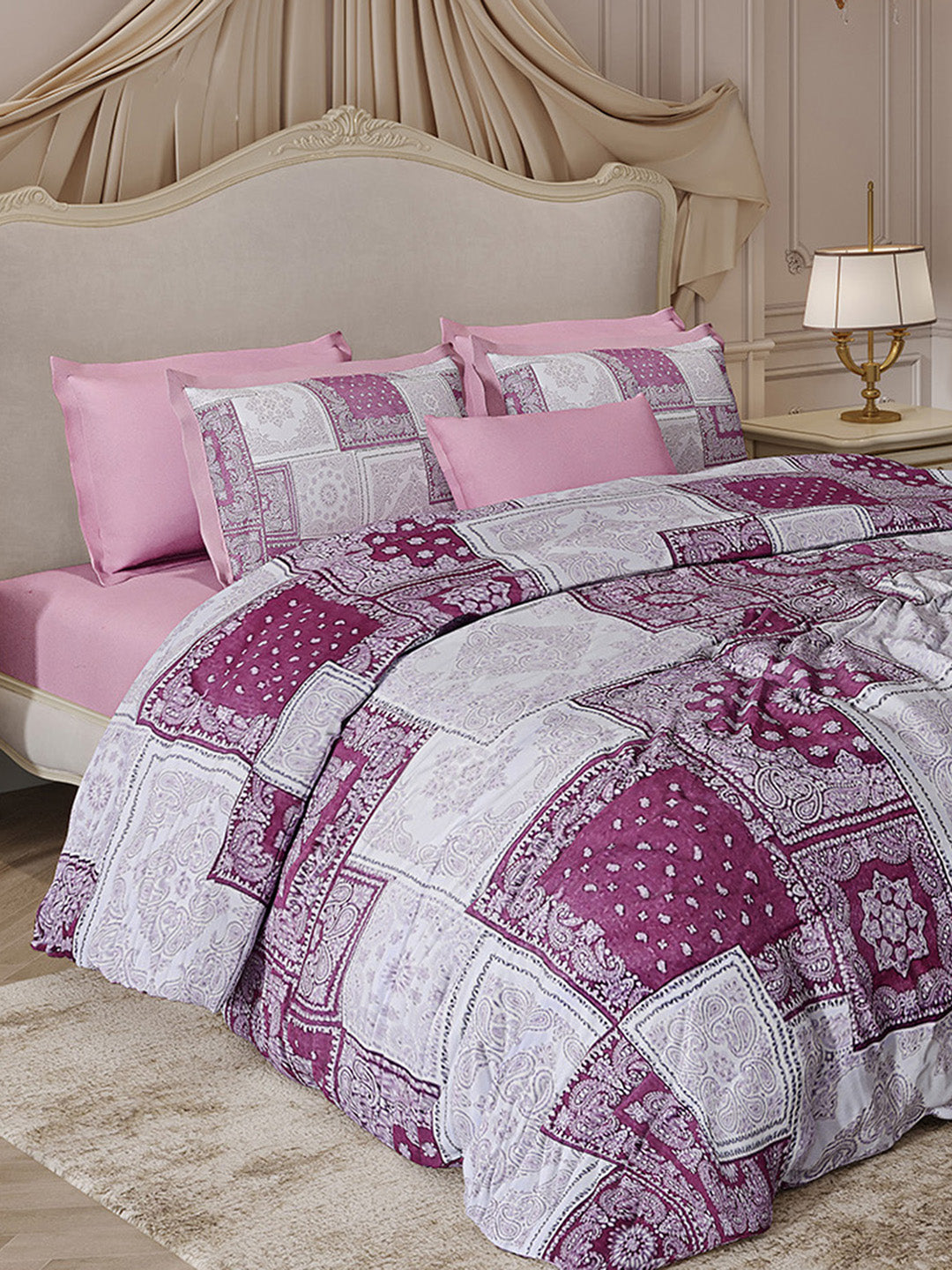 300 TC Cotton King Size Luxury 7 Pc Bedding Set (Heritage)