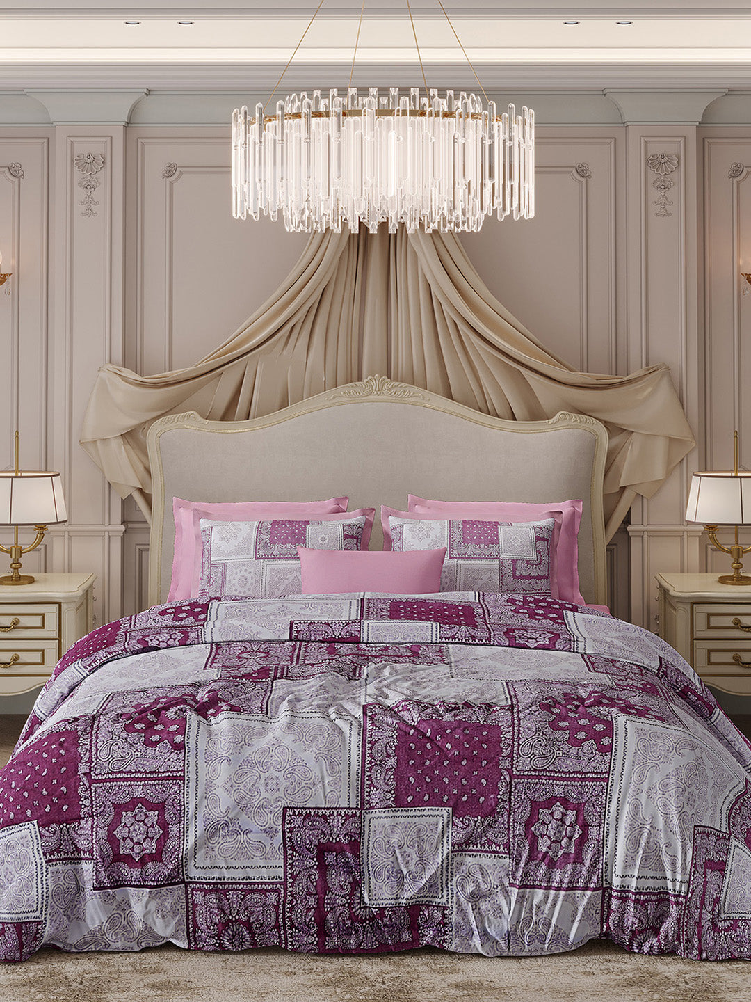 300 TC Cotton King Size Luxury 7 Pc Bedding Set (Heritage)