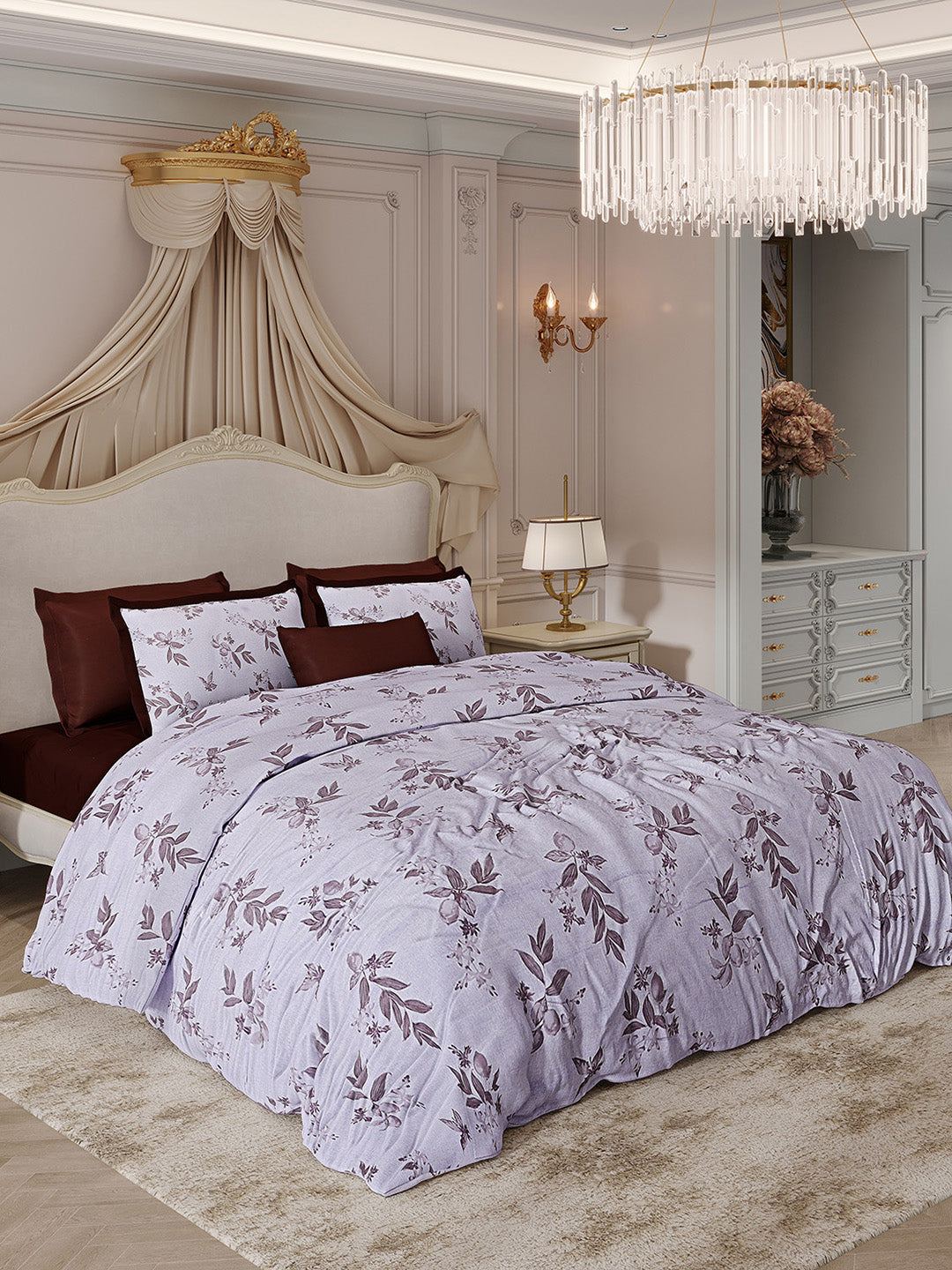 300 TC Cotton King Size Luxury 7 Pc Bedding Set (Heritage)