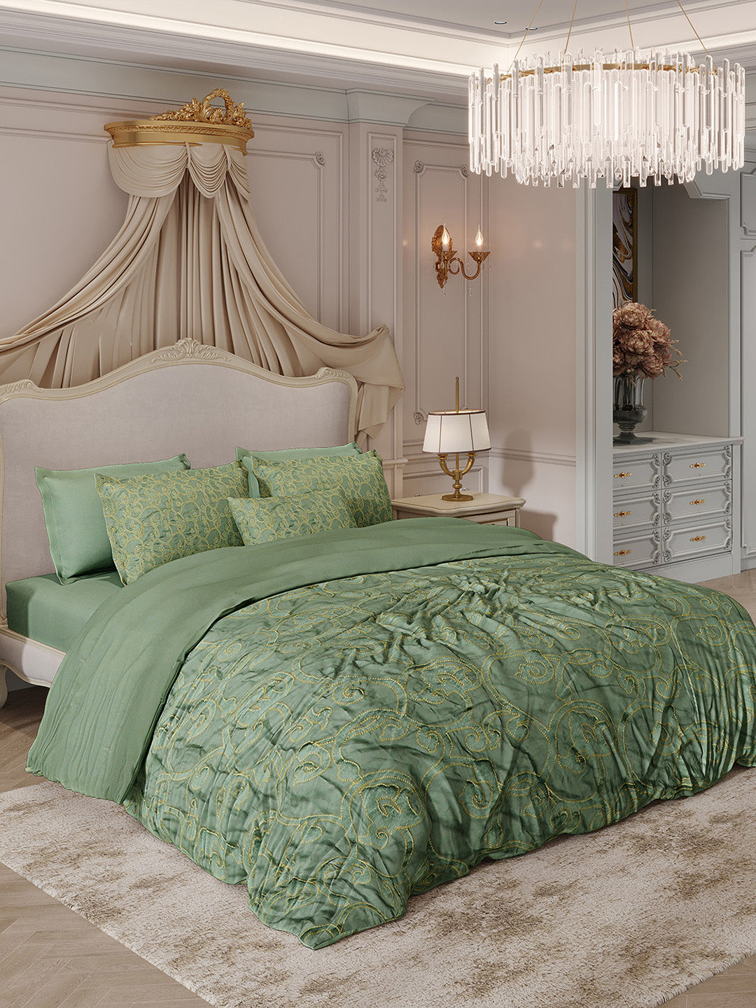 400 TC Cotton King Size Luxury 10 Pc Bedding Set (Matrix)