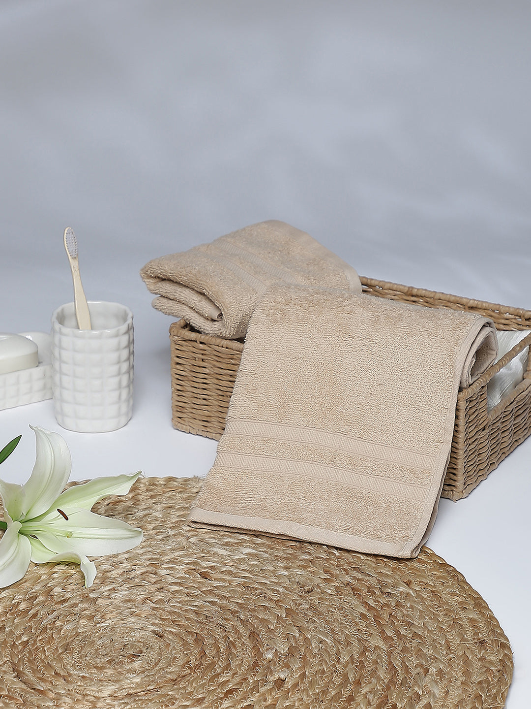 Peach Cotton 525 GSM Hand Towels (Pack of 2)