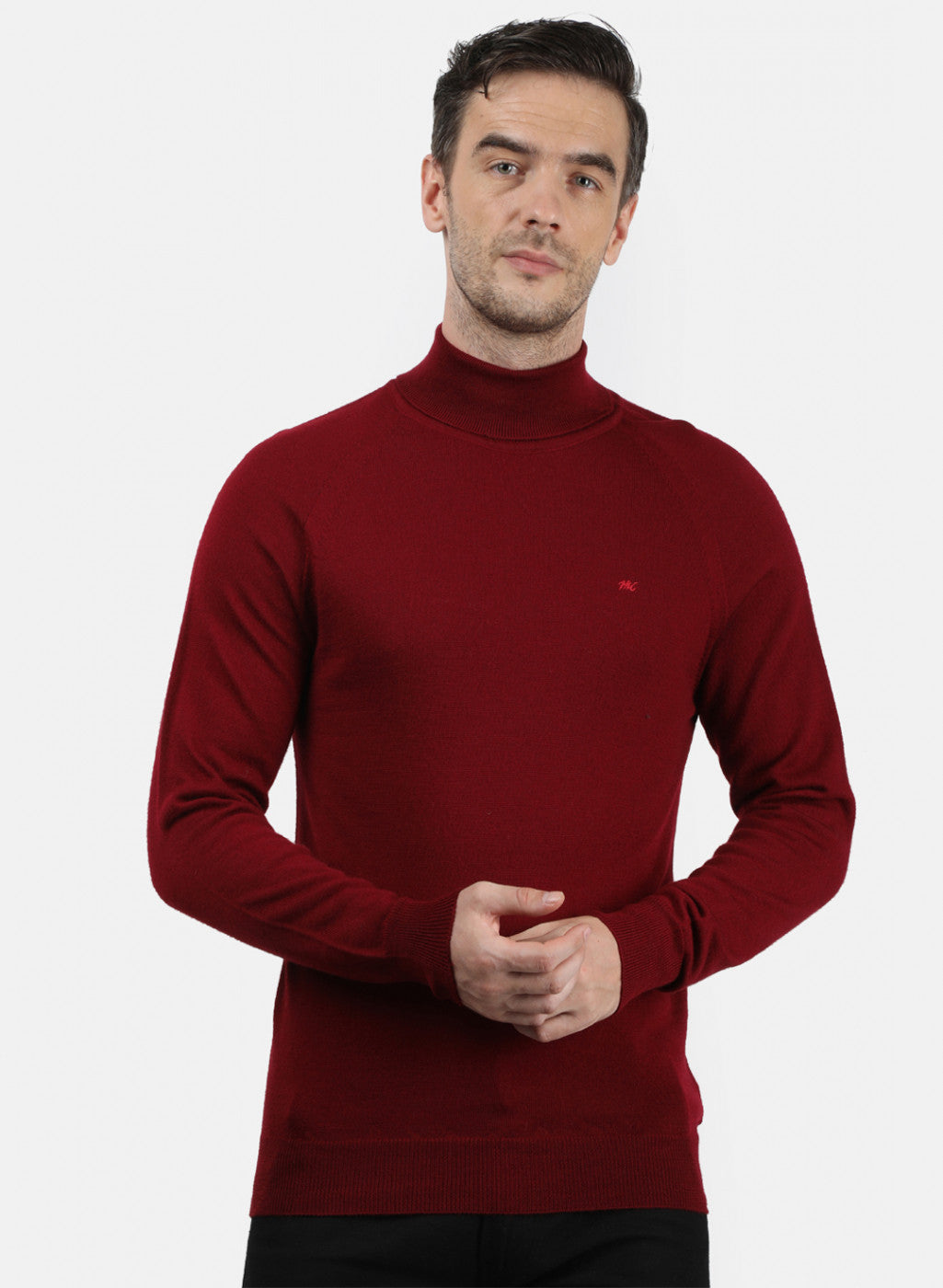 Men Maroon Solid Pullover