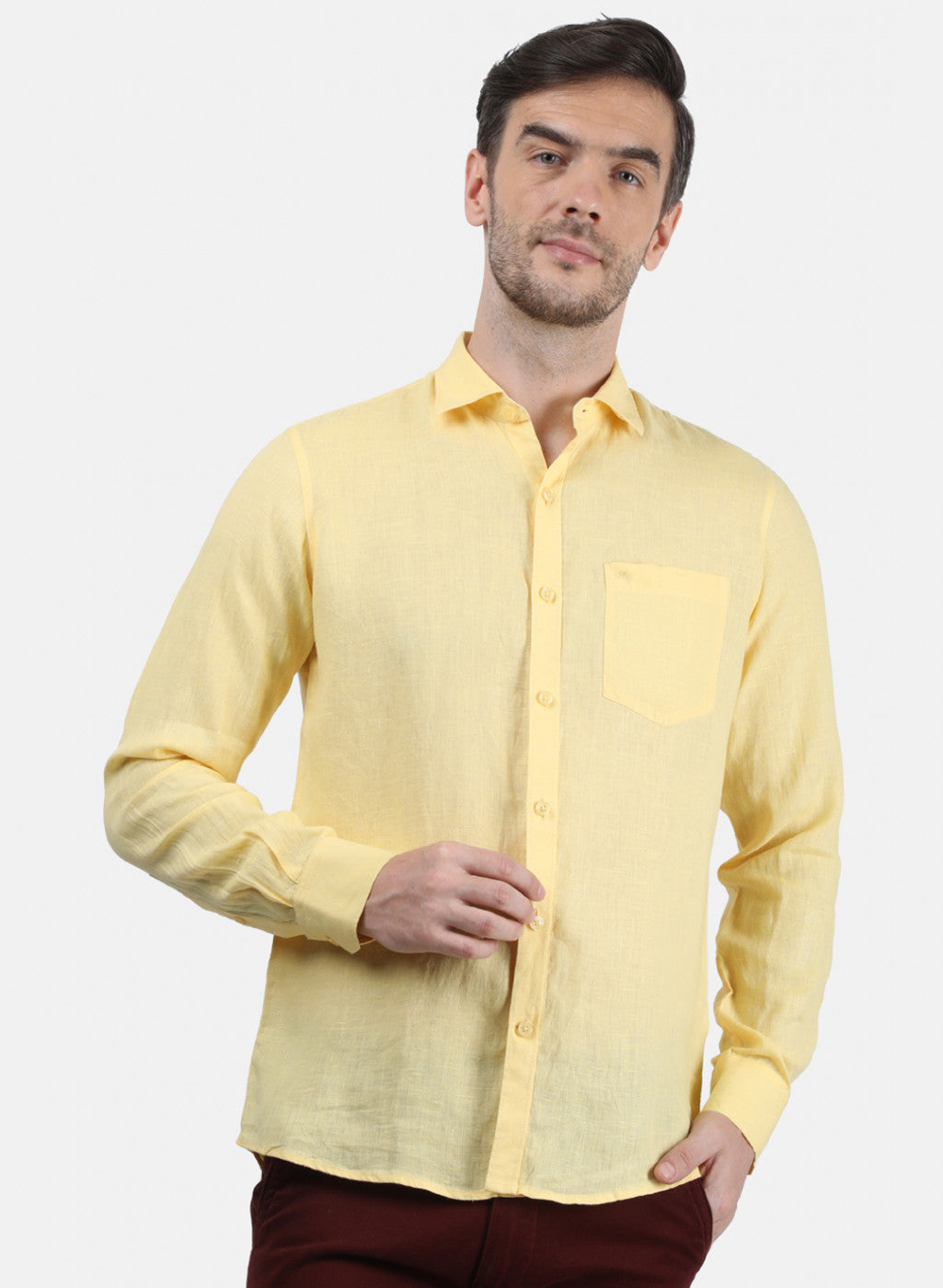 Men Yellow Solid Shirt