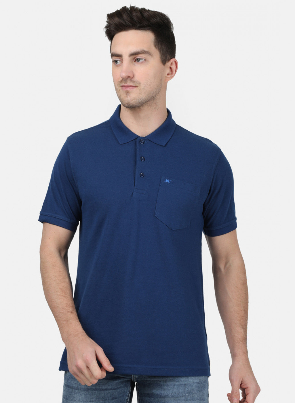 Mens Blue Plain T-Shirt