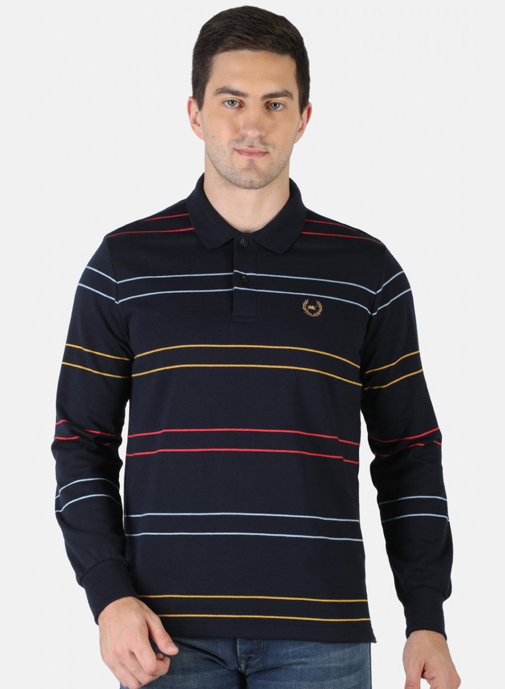 Men NAvy Blue Stripe T-Shirt