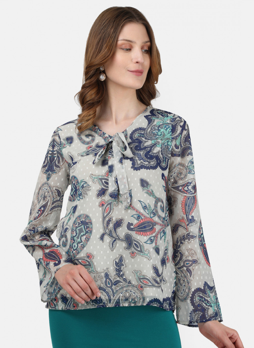 Womens Multi Color Printed Top