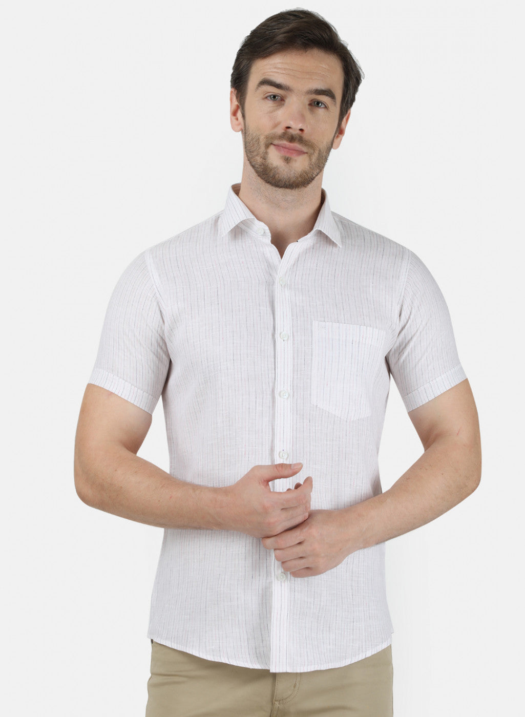 Mens Blue Stripe Linen Shirt