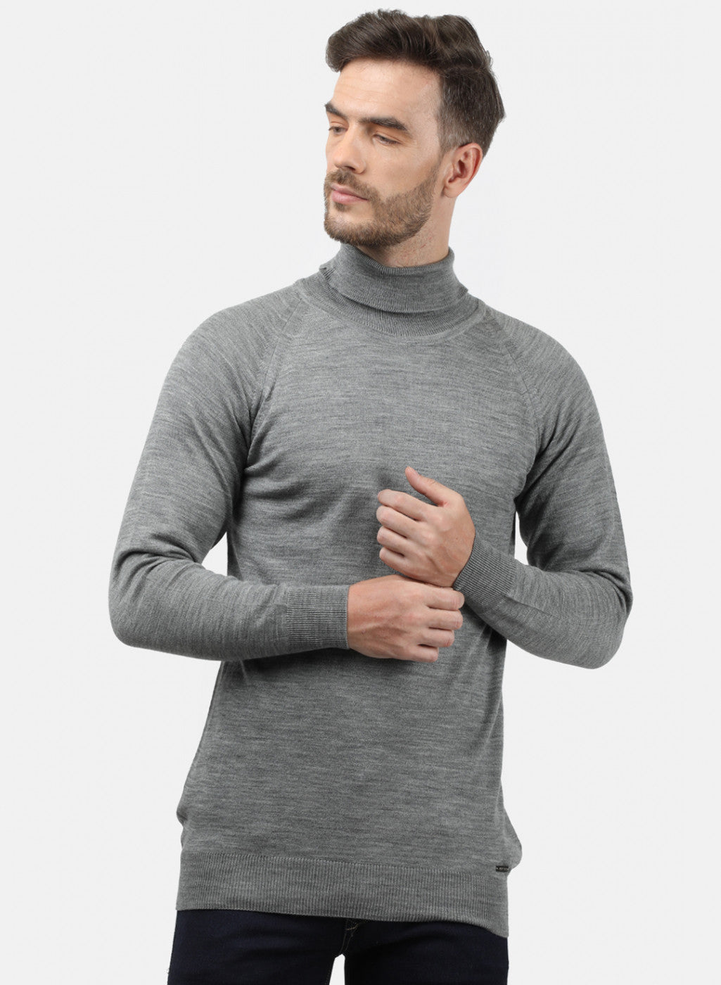 Men Grey Solid Pullover