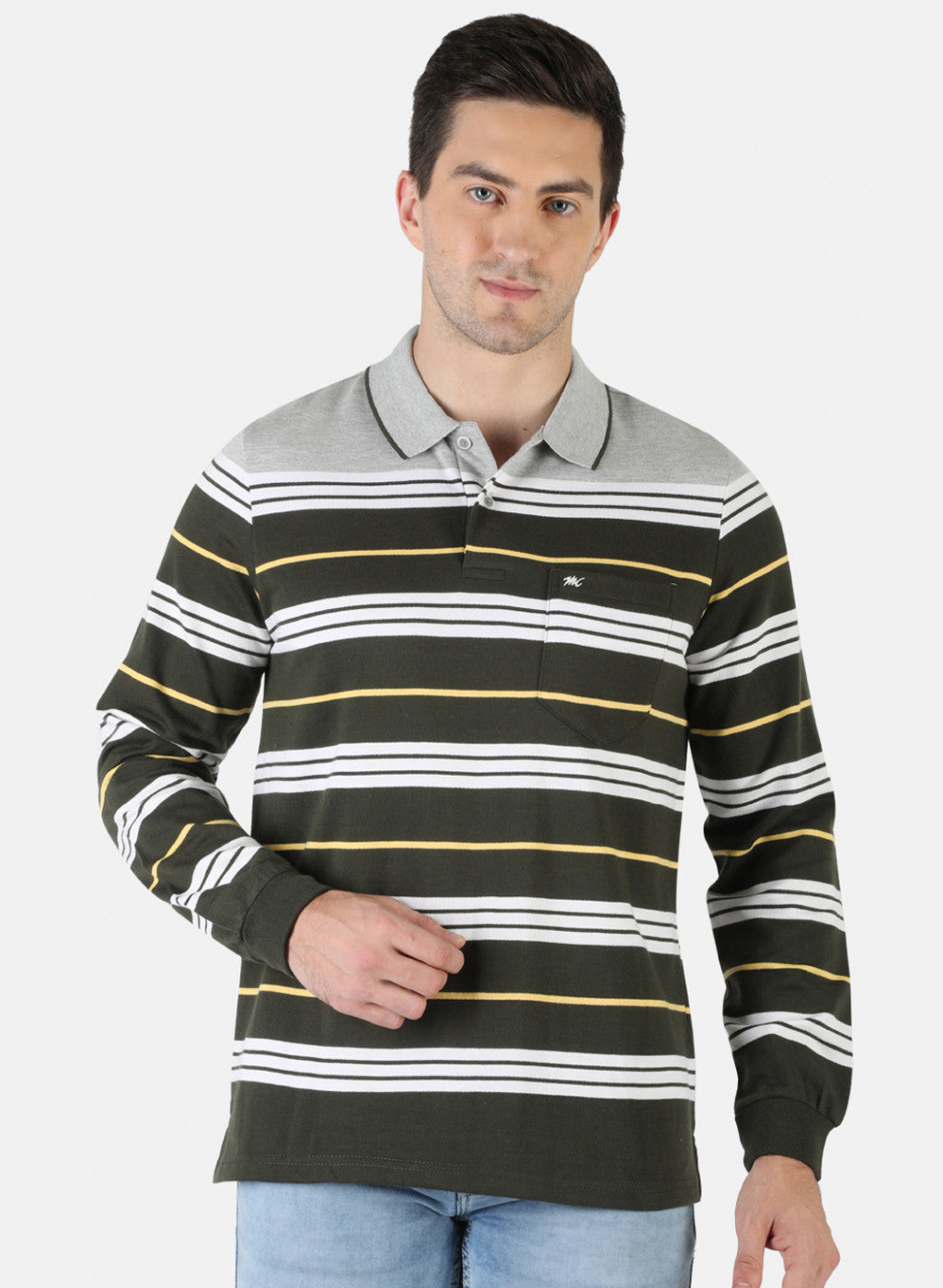 Men Grey Stripe T-Shirt