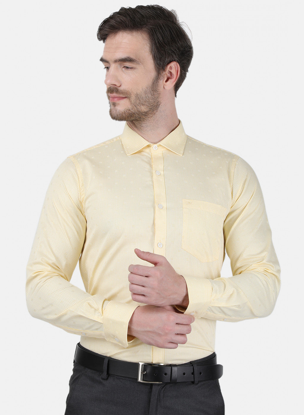 Mens Yellow Check Shirt