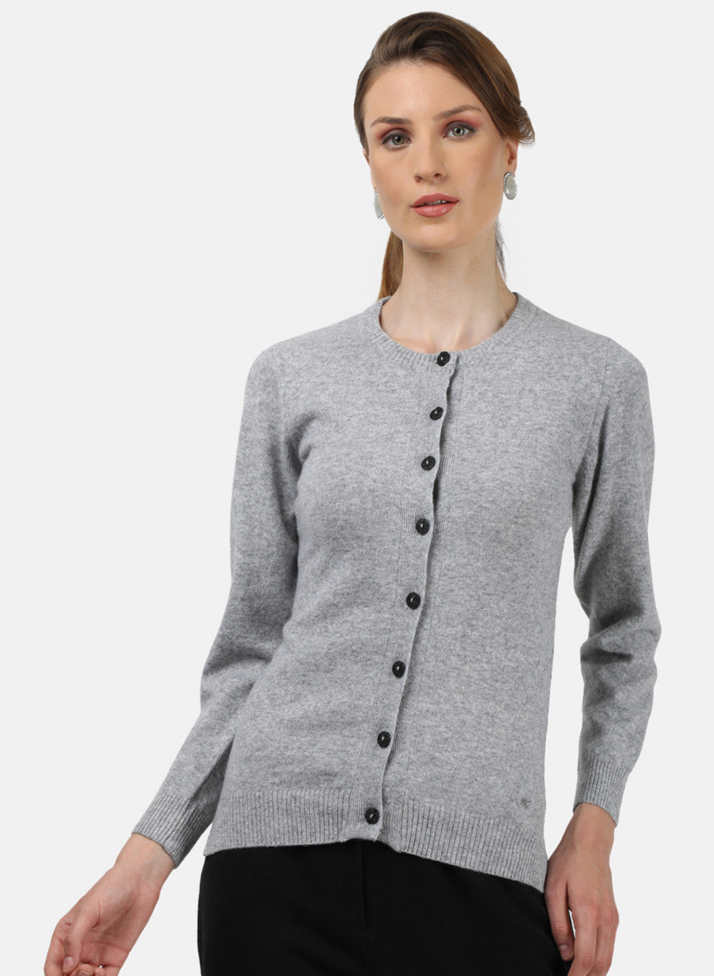 Women Grey Solid Cardigan
