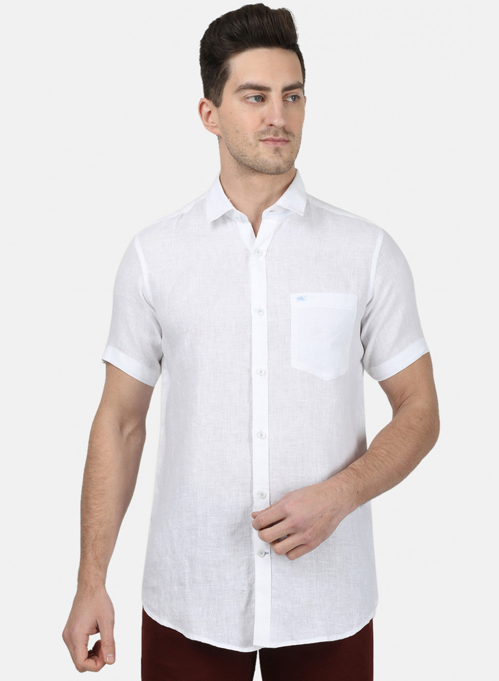 Mens White Solid Shirt