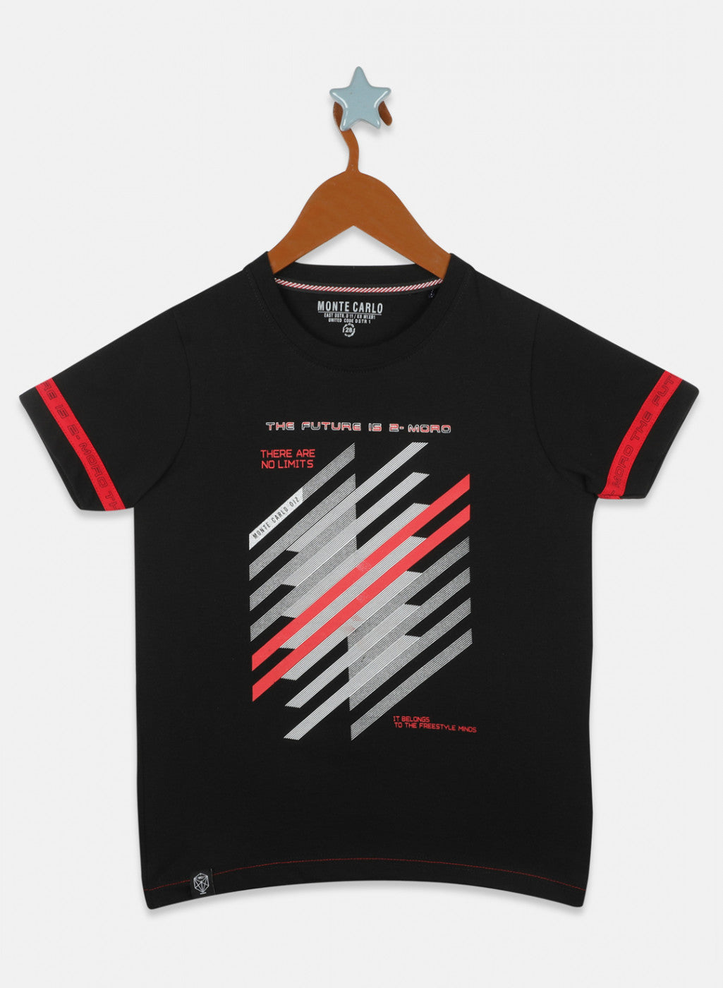 Boys Black Printed T-Shirt