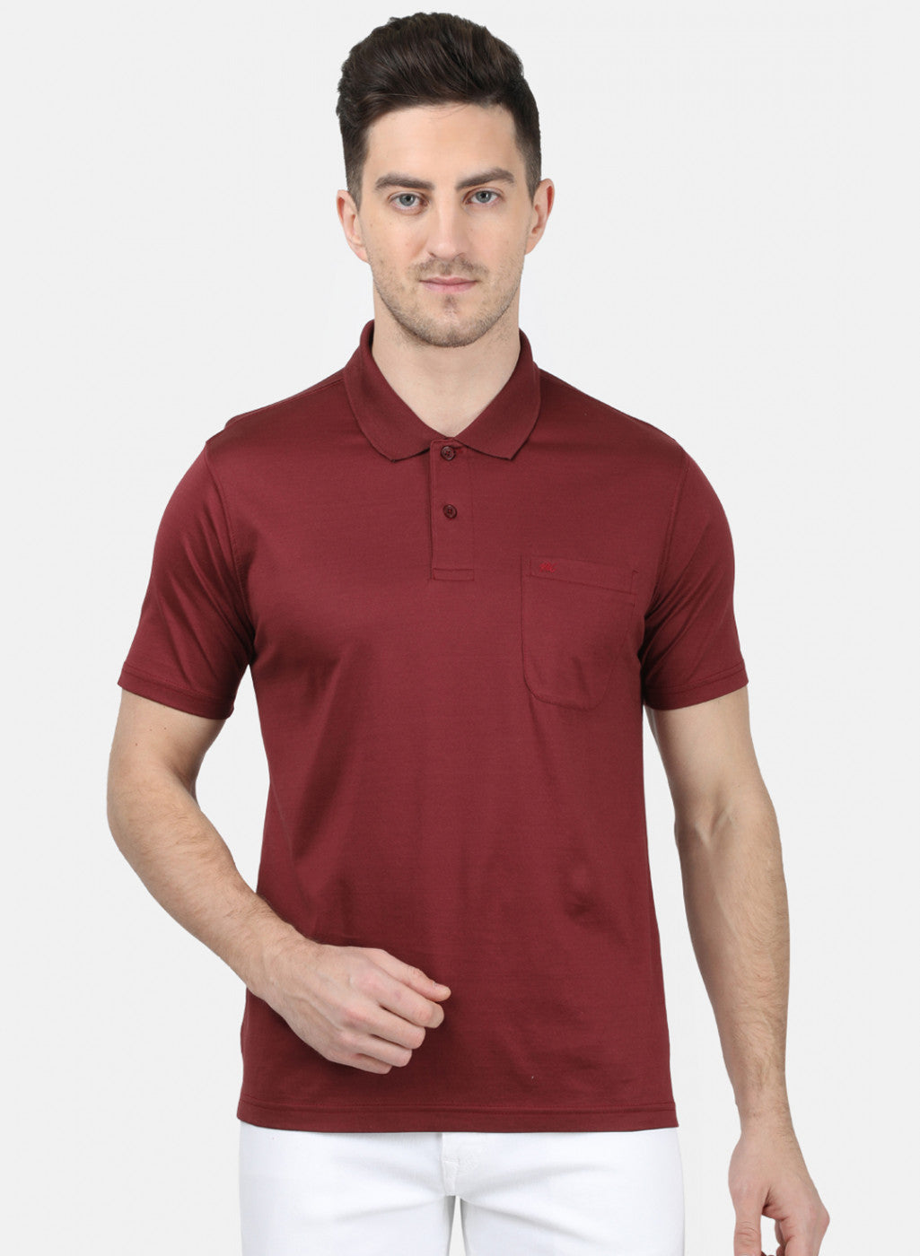 Mens Maroon Plain T-Shirt