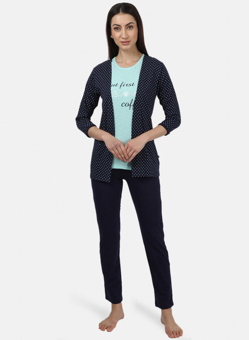 Womens NAvy & Sea Green Printed Tracksuits