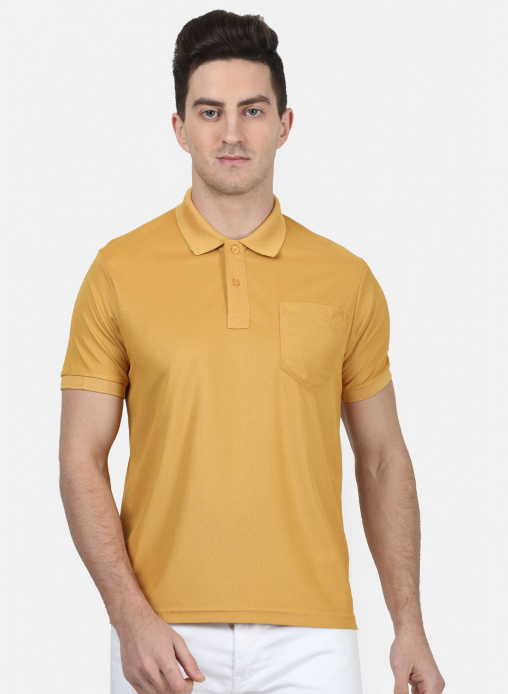 Mens Yellow Plain T-Shirt