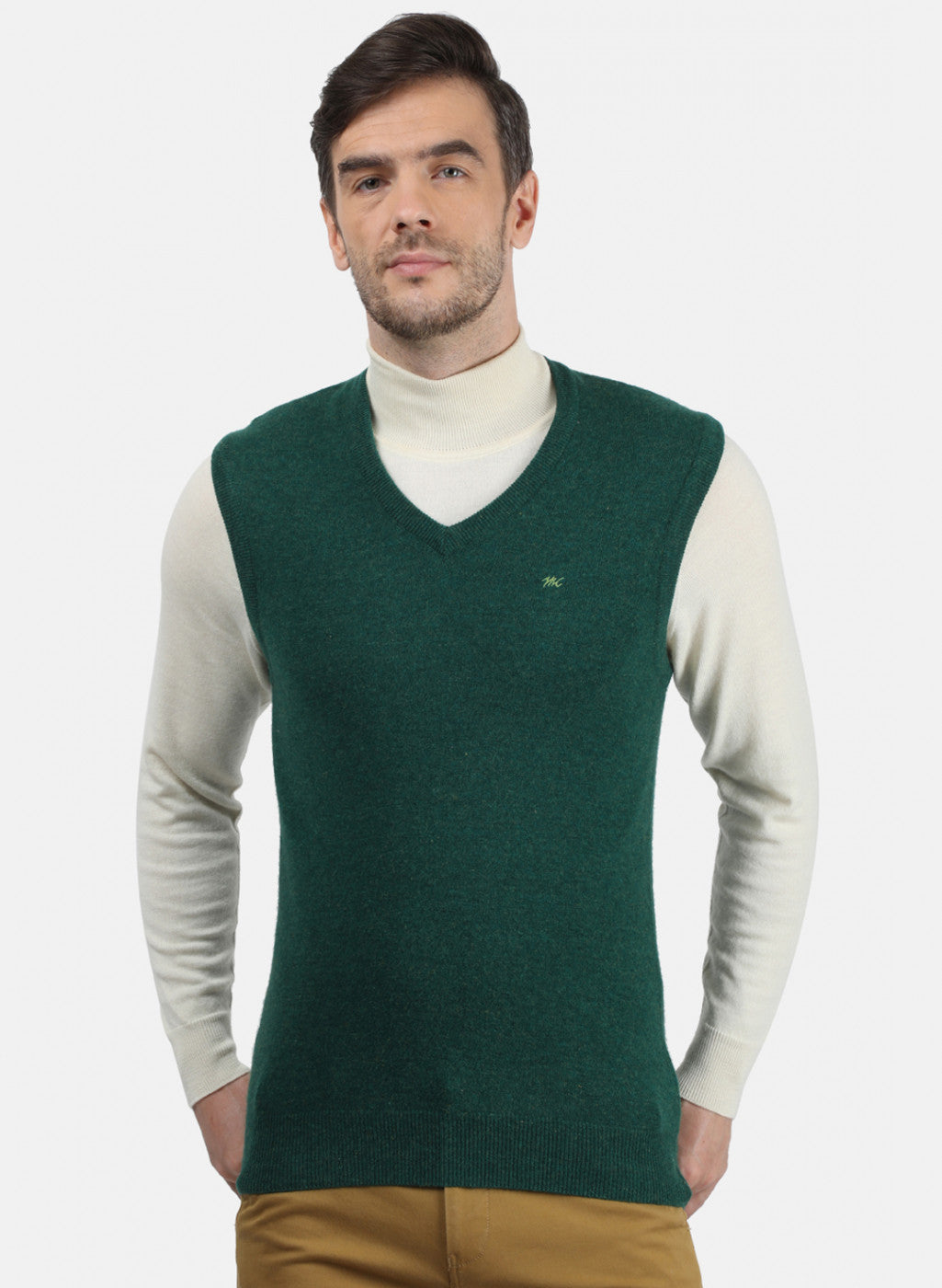 Men Green Solid Sweater