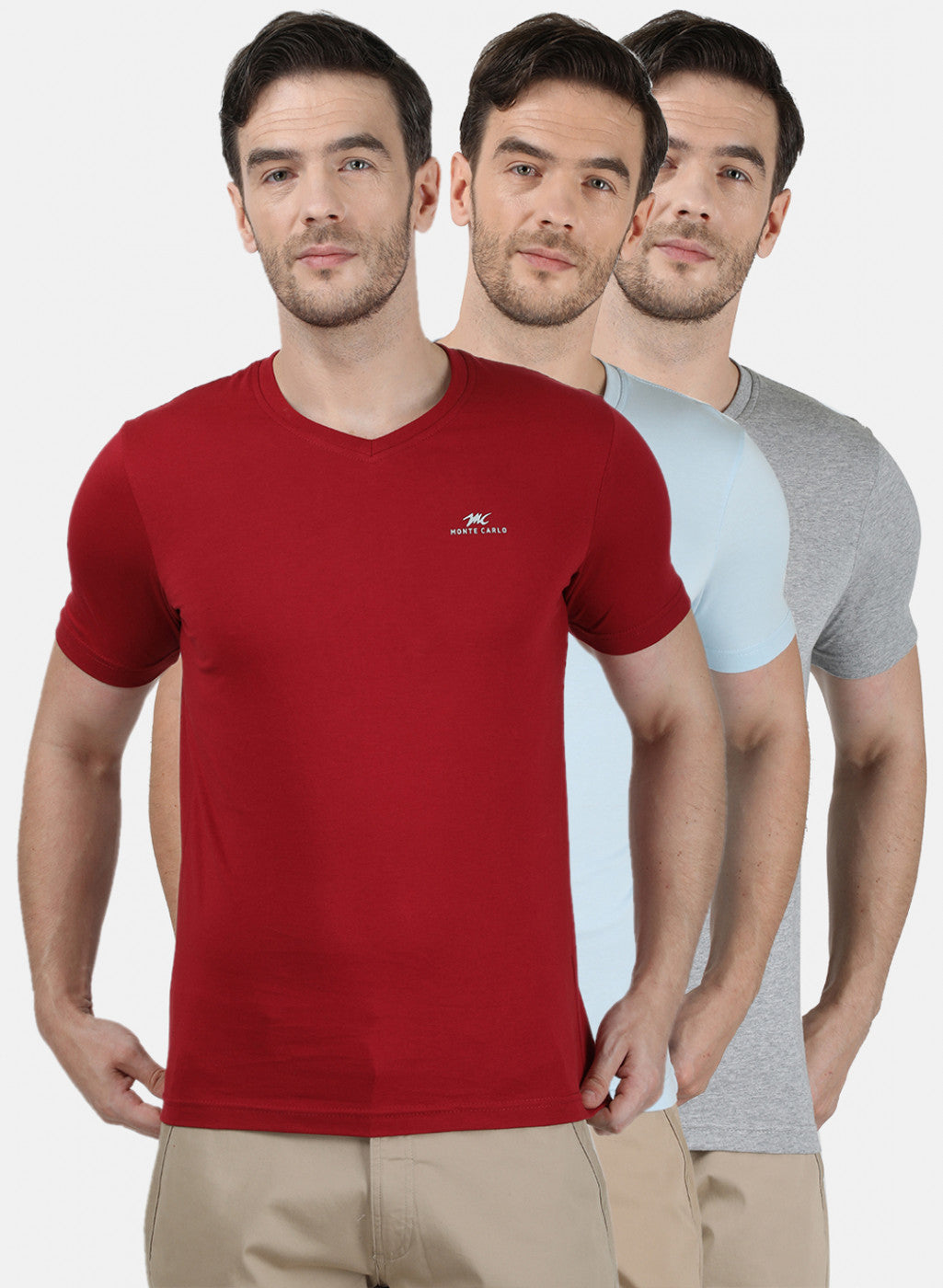 Mens Multi Color Plain T-Shirt