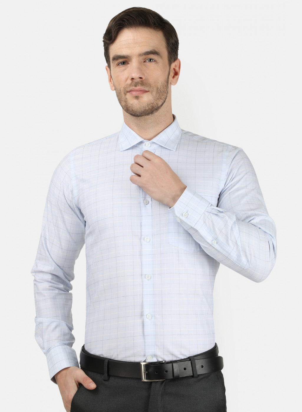 Mens Sky Blue Check Shirt