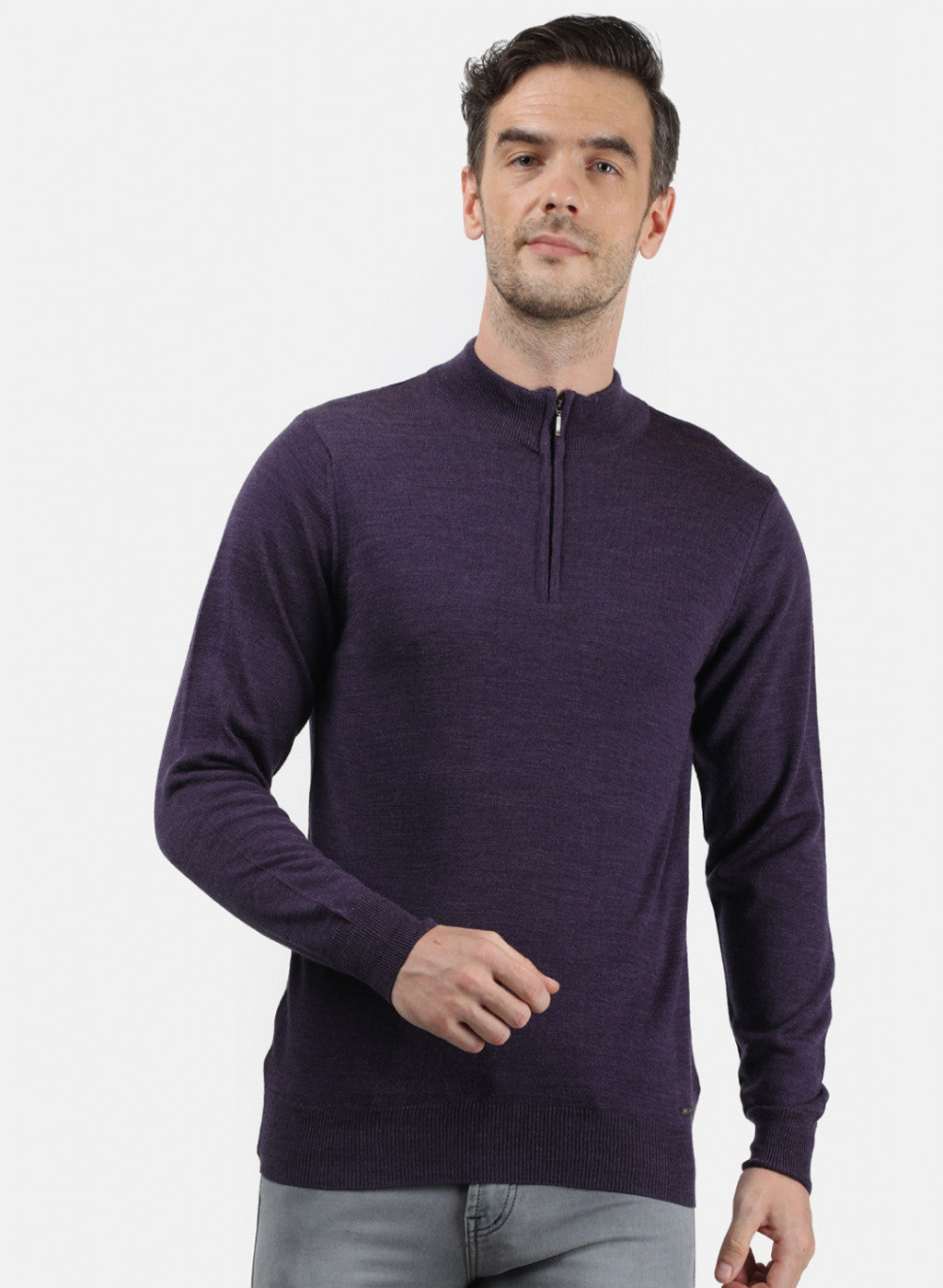 Men Purple Solid Pullover