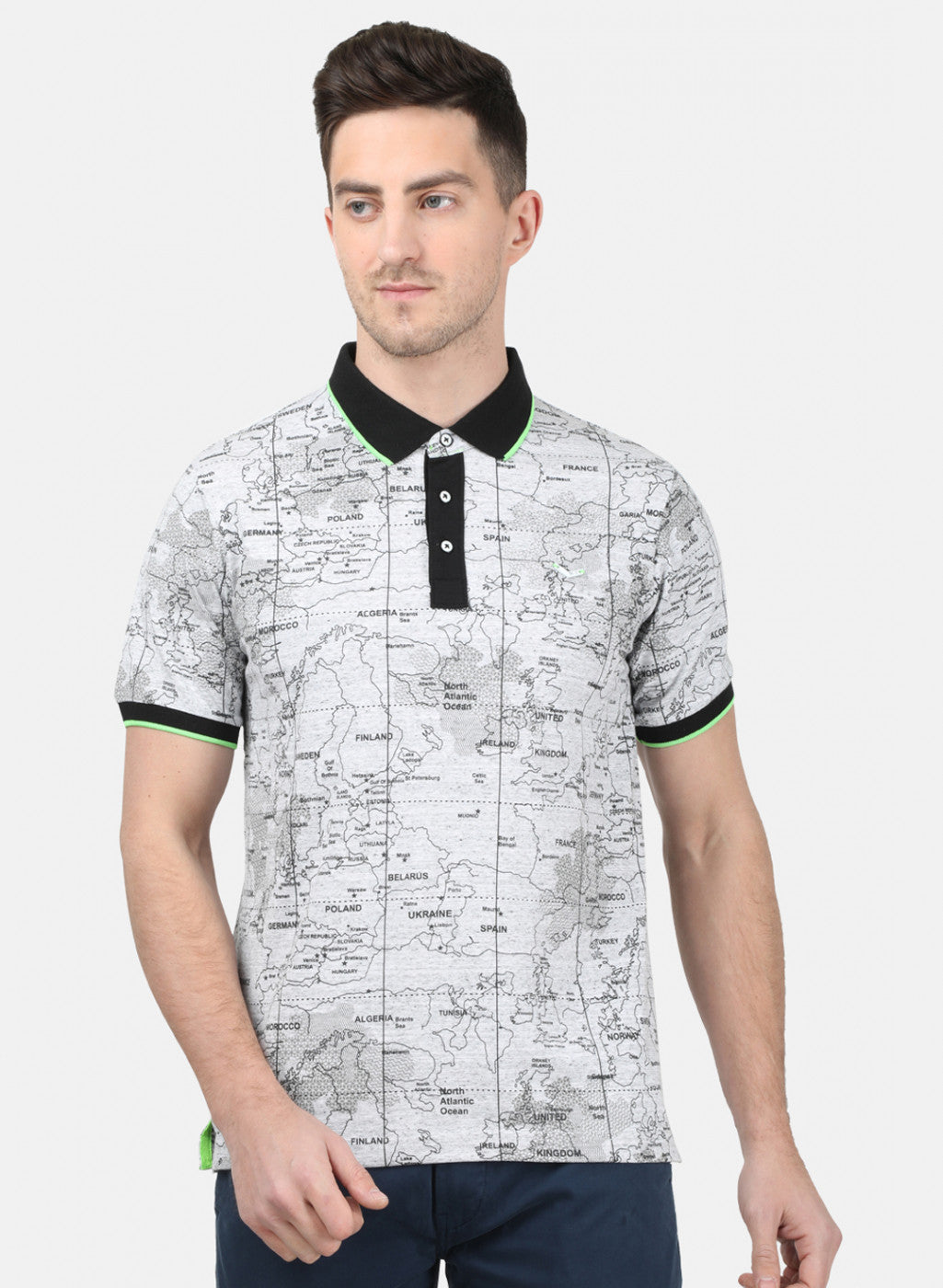 Mens Grey Printed T-Shirt