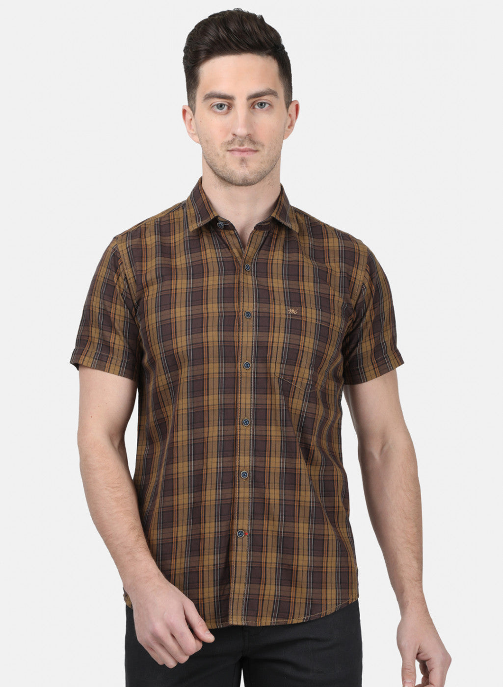 Mens Brown Check Shirt