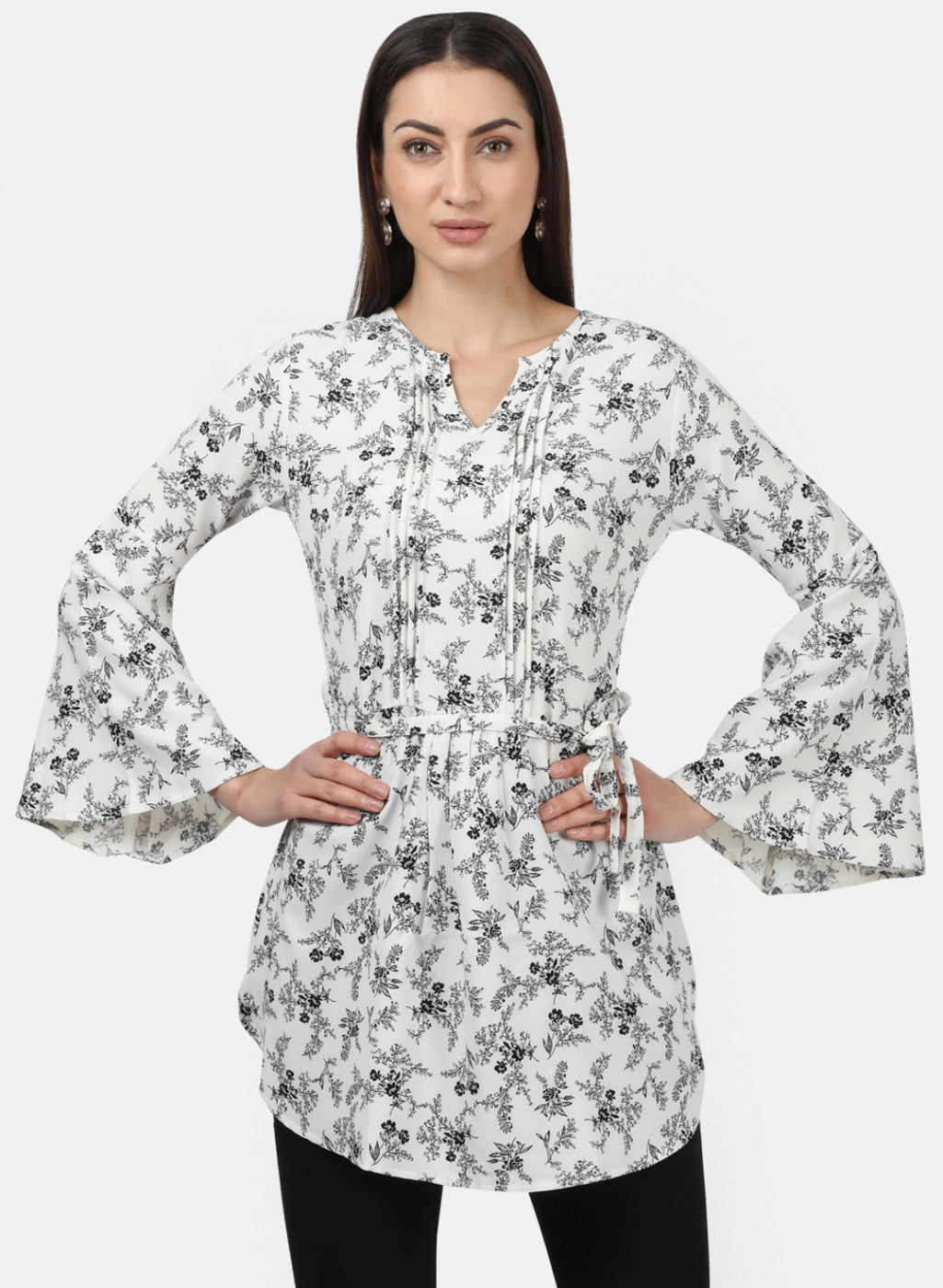 Womens White Printed Tunics