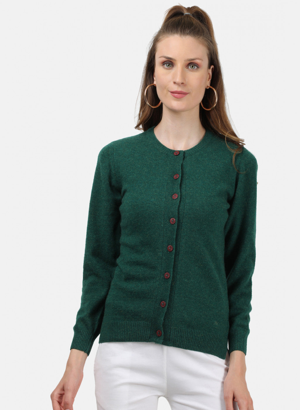 Women Green Solid Cardigan