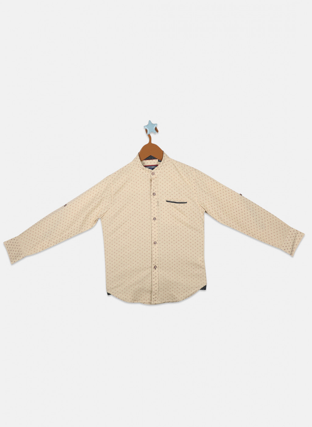 Boys Khaki Printed Shirt