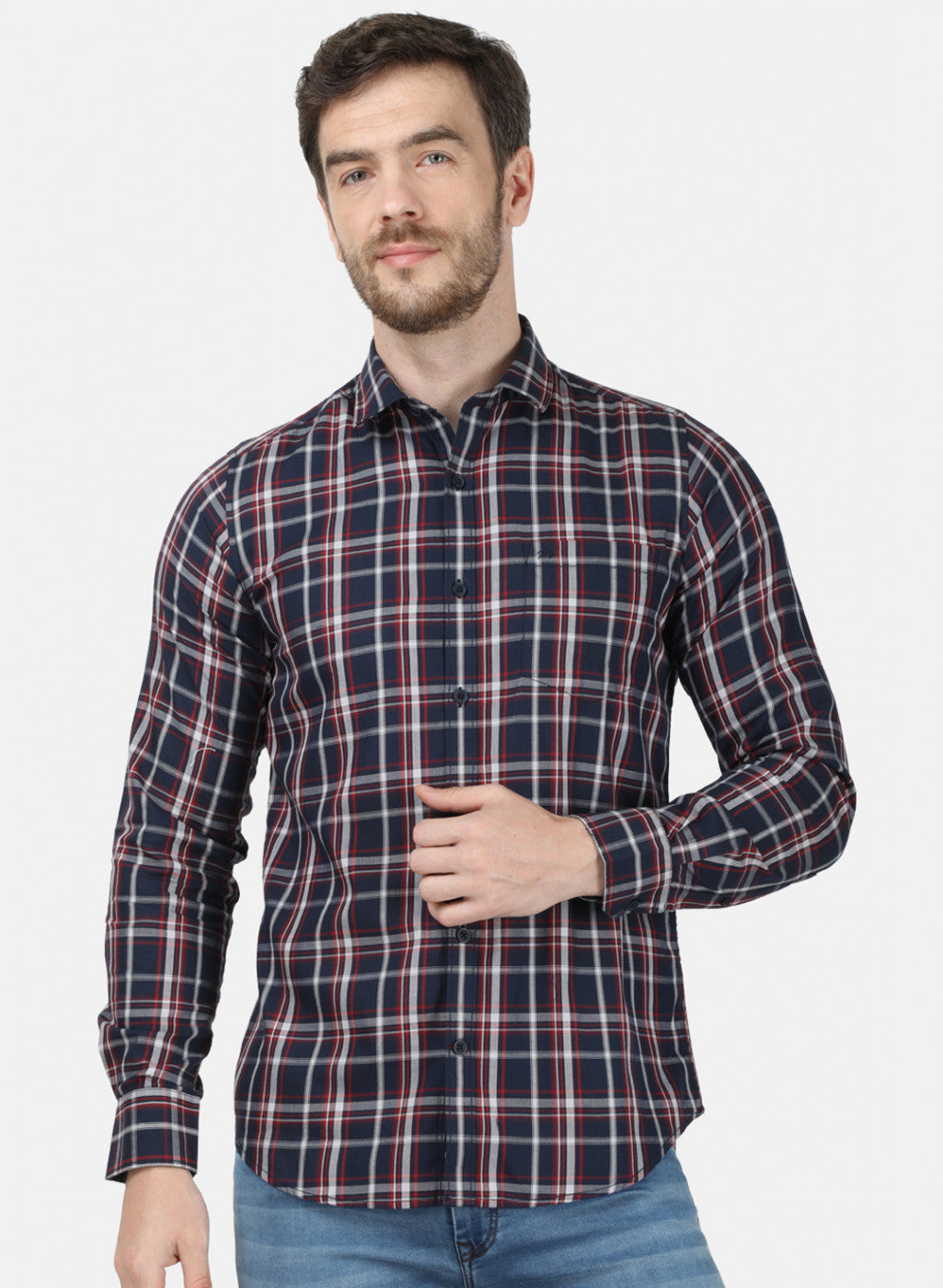 Mens NAvy Blue Check Shirt