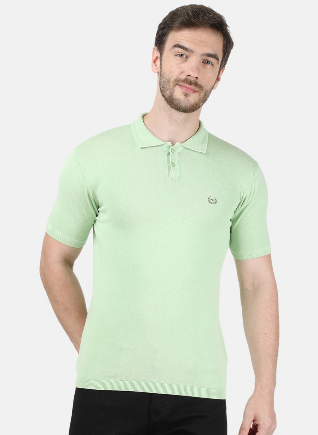Mens Light Green Plain T-Shirt